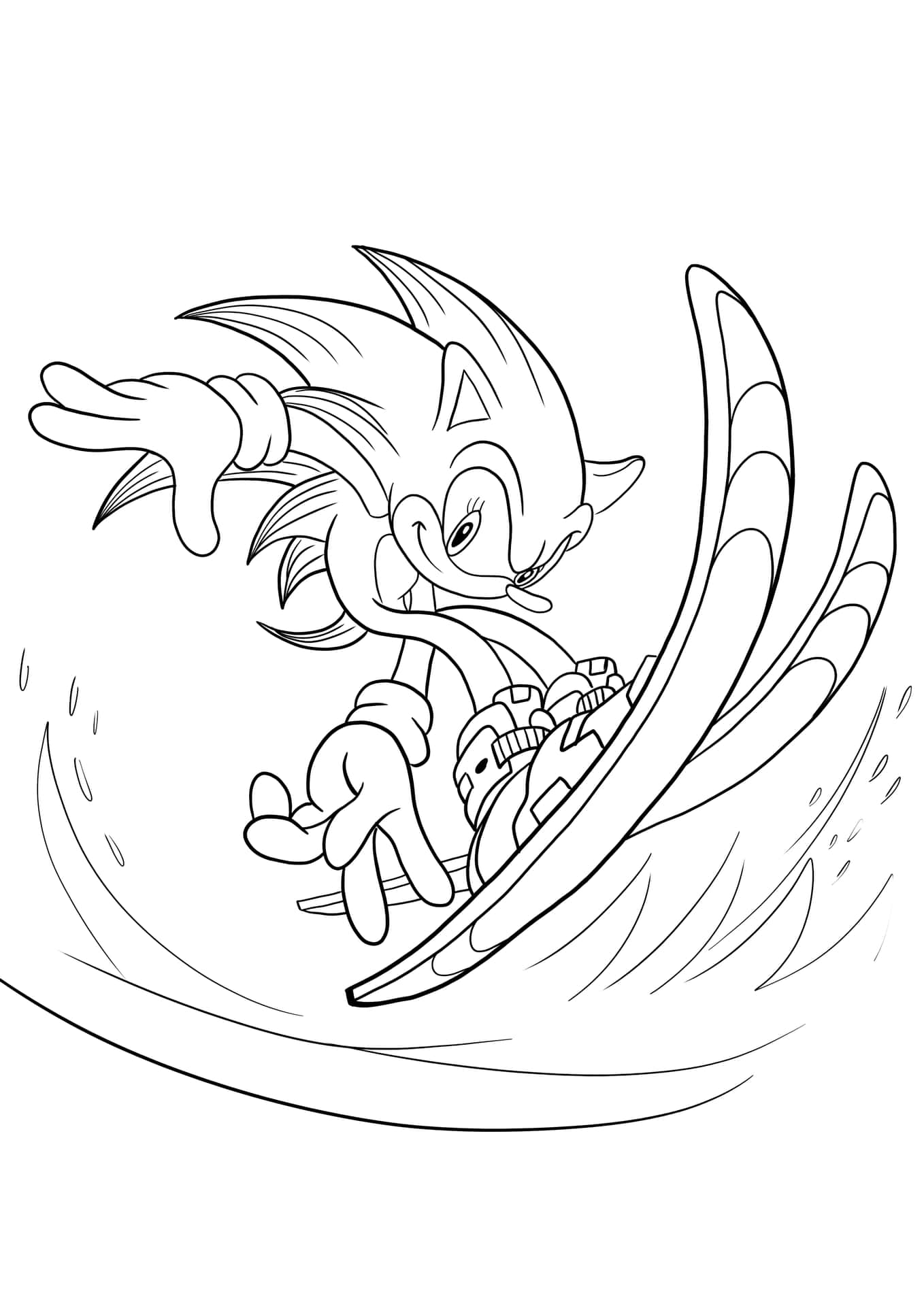 Imagende Sonic Esquiando Para Colorear.