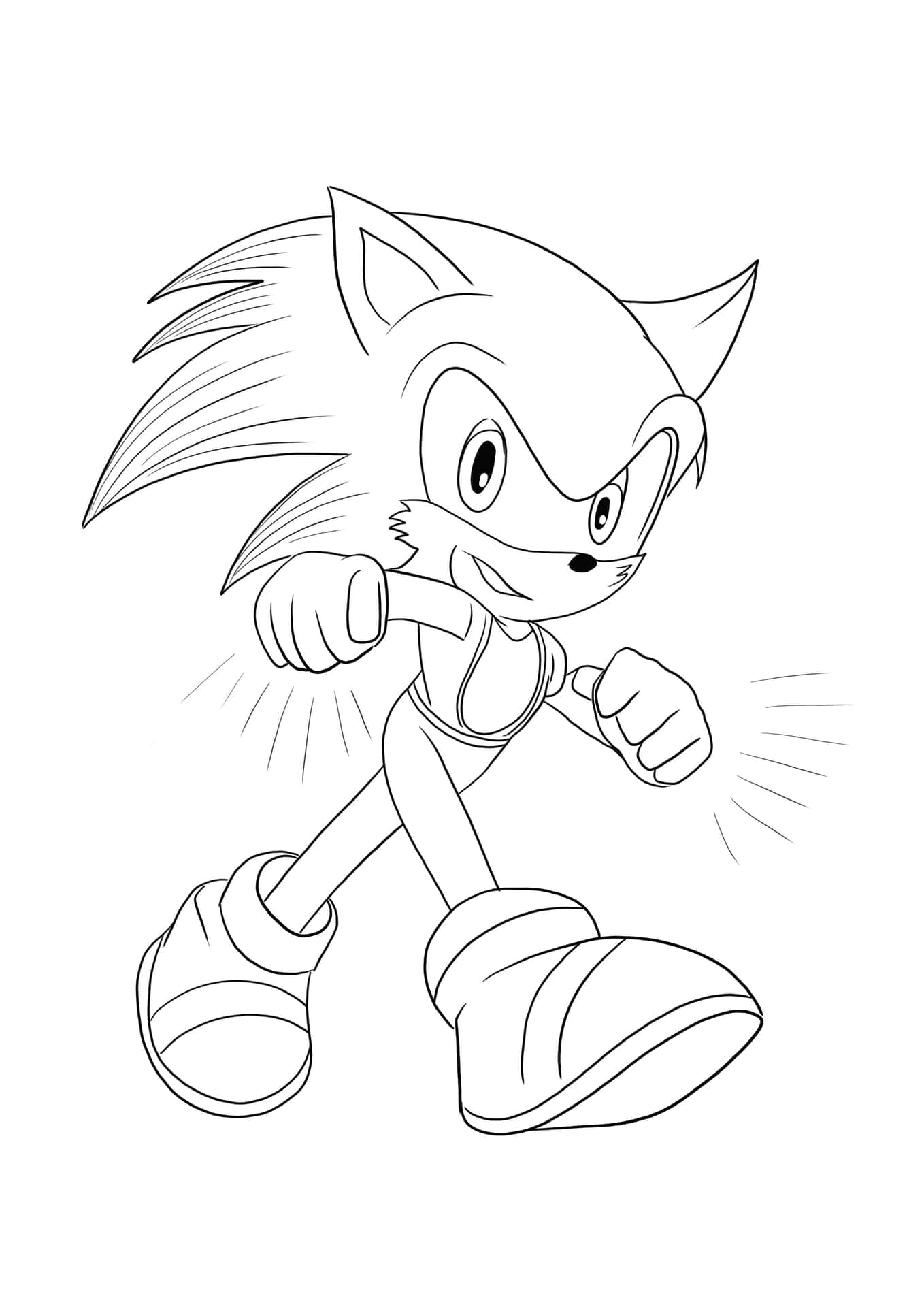 Imagenpara Colorear De Sonic, Sonic The Hedgehog Caminando.