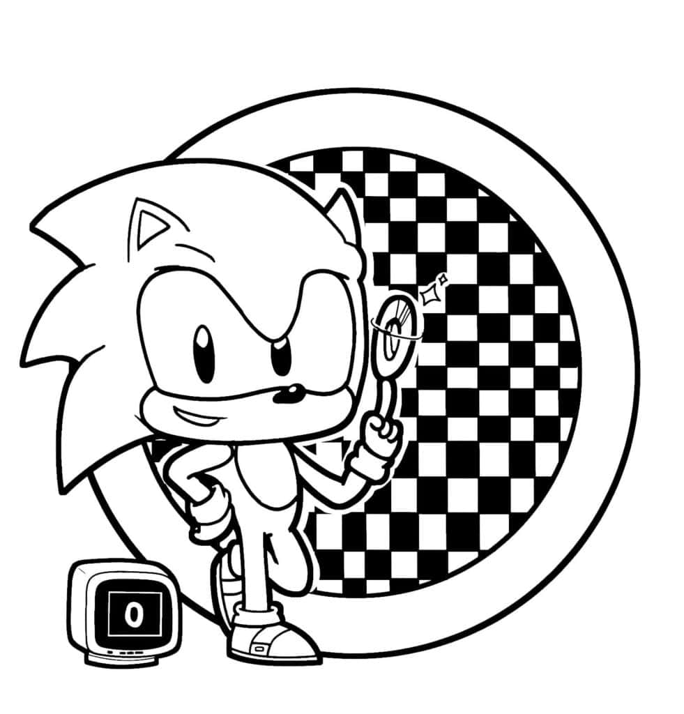 Immaginedi Sfondo Con Scacchi Per Colorazione Di Sonic.