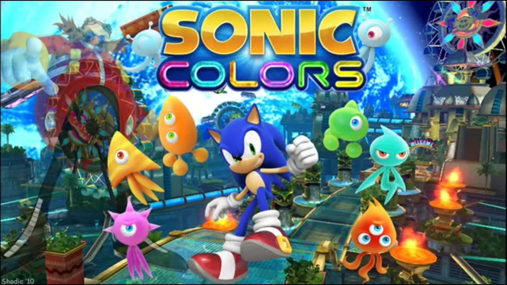 Download Sonic colorfully races through the sky in Sonic Colors Wallpaper   Wallpaperscom