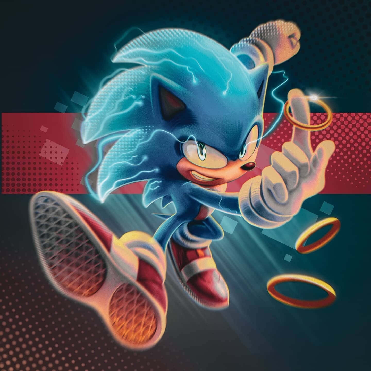 Caption: Stunning Sonic Fan Art Displaying the Battle Between Sonic&Knuckles Wallpaper