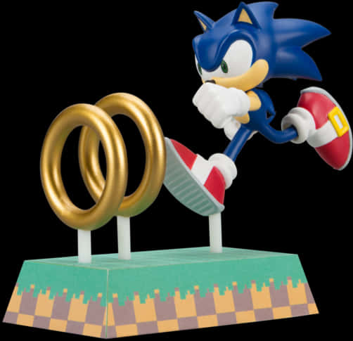 Sonic Figure With Gold Rings PNG