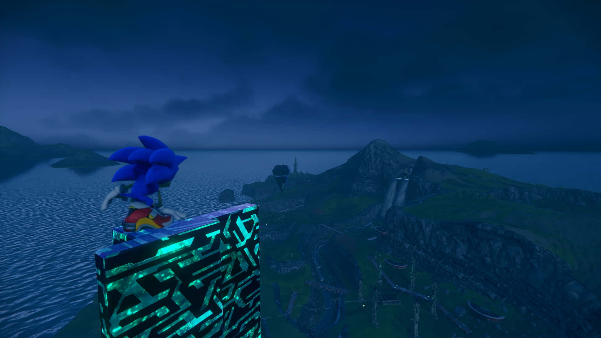 Sonic_ Frontiers_ Overlooking_ Night_ Scene Wallpaper