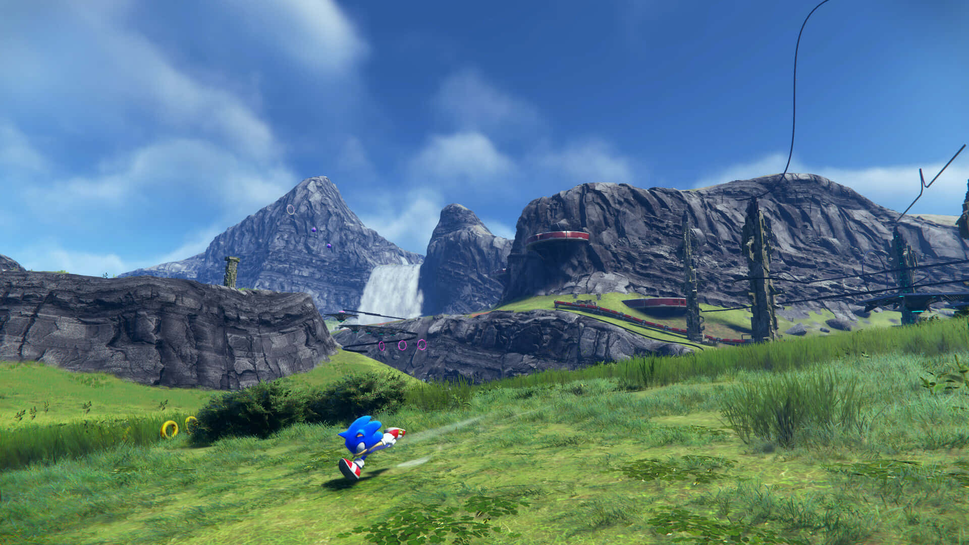 Sonic Frontiers Speeding Through Grassy Landscape Wallpaper