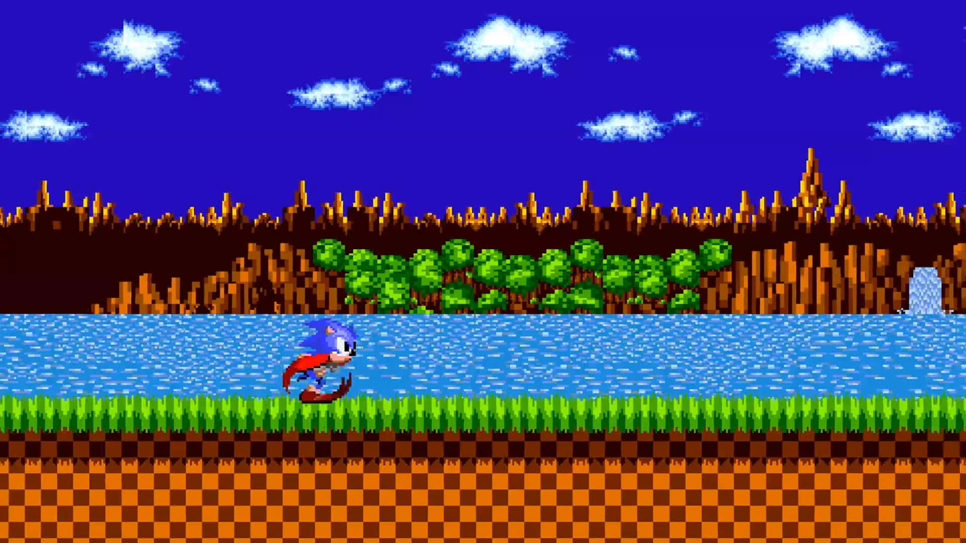 Sonic Groen Heuvel Zone Klassieke Gameplay Achtergrond