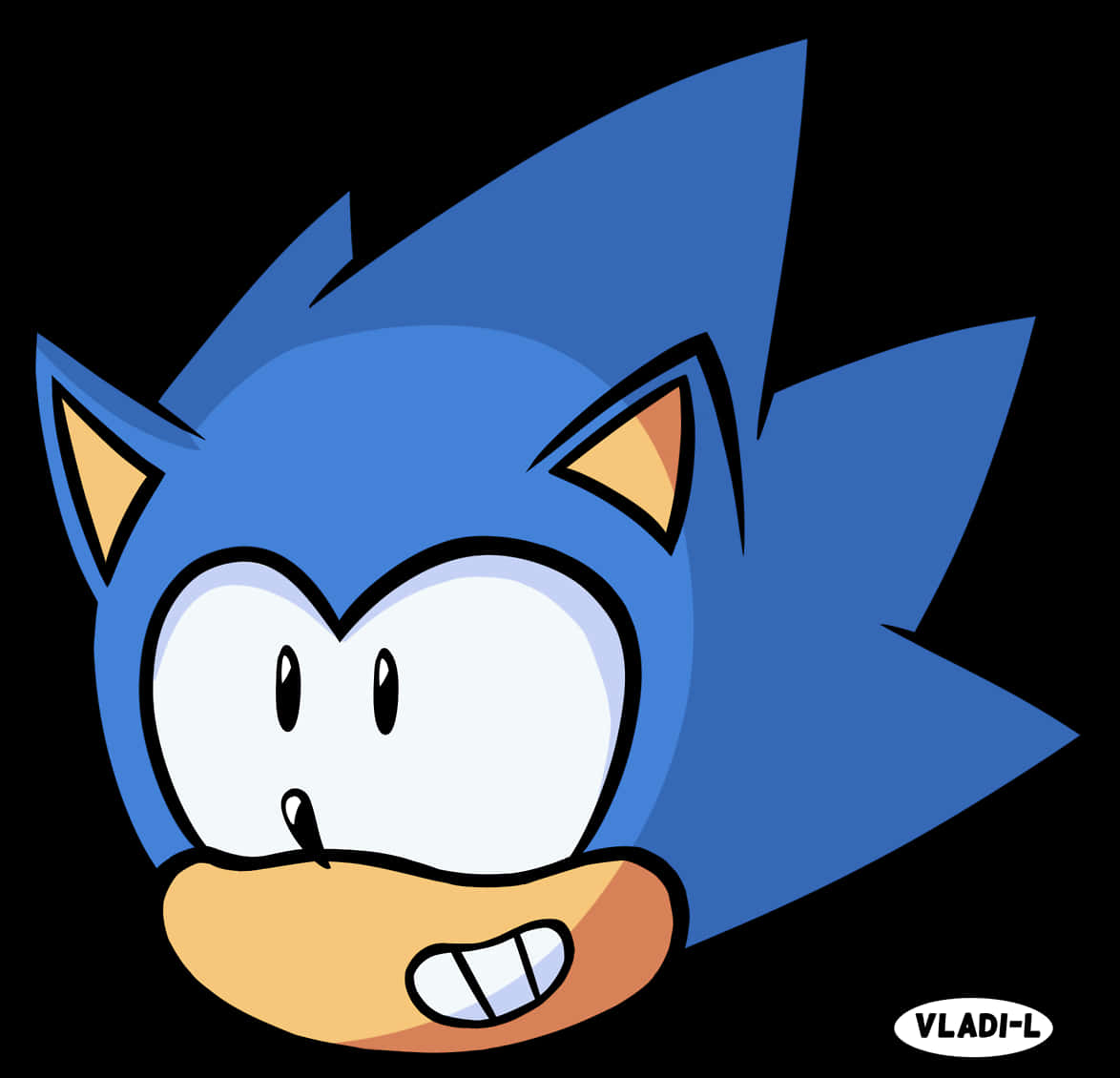 Sonic Headshot Cartoon Style PNG
