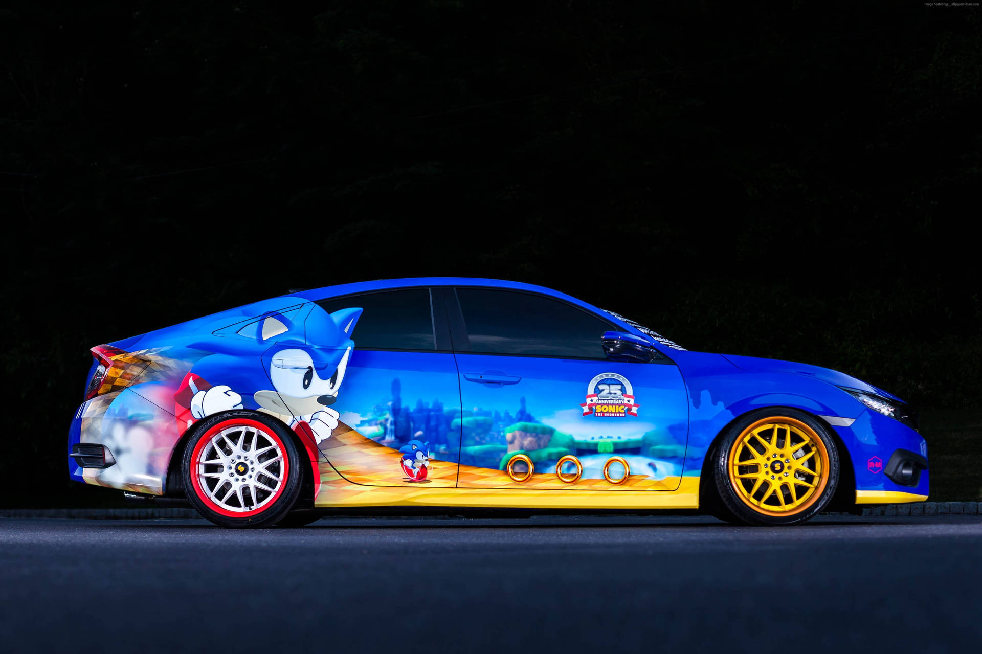 Sonic Hedgehog Blue 4k Honda Civic Wallpaper