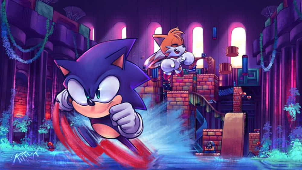 Sonic dashes through the Hydrocity Zone Wallpaper