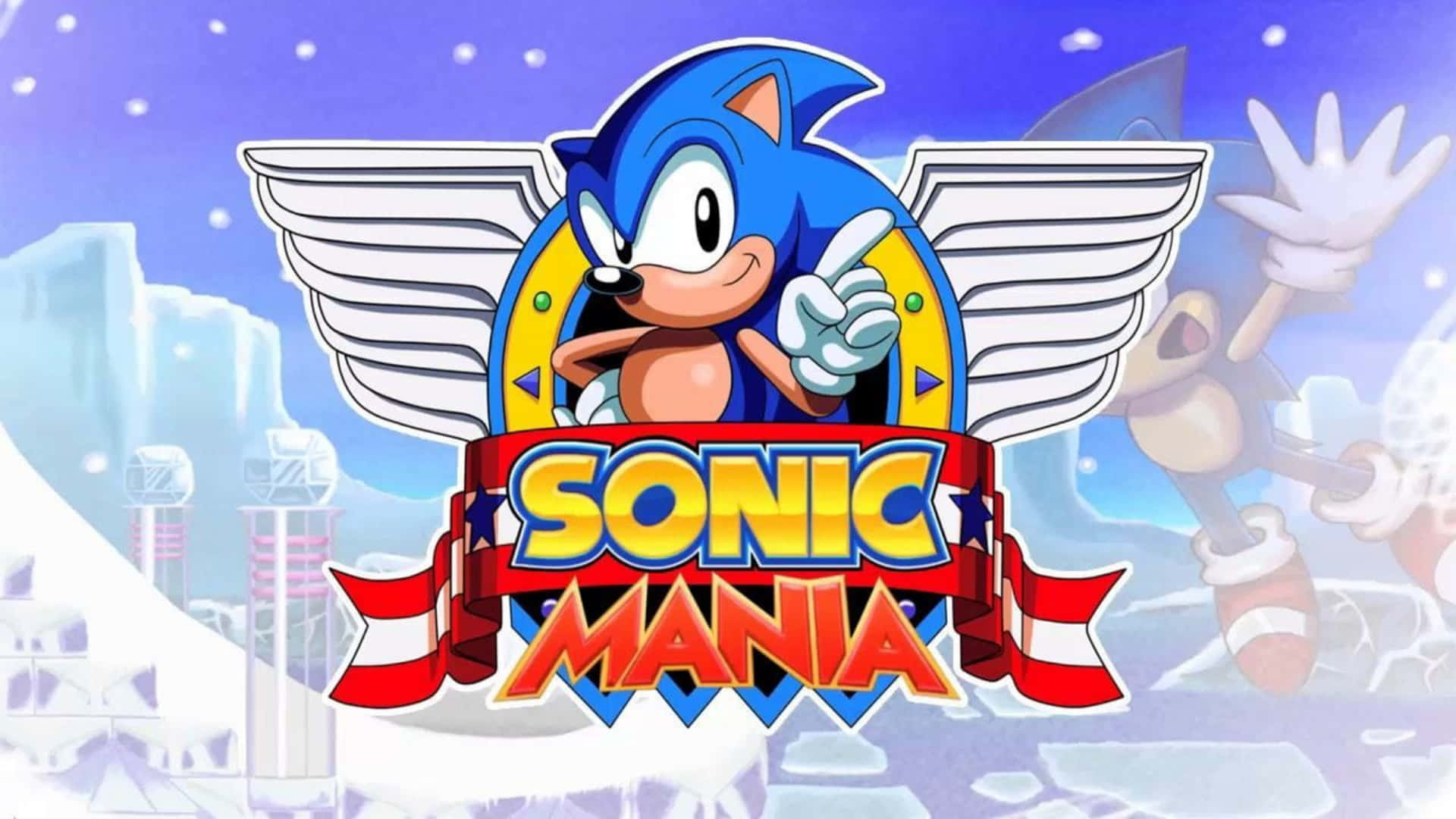 Sonic the Hedgehog gliding through the icy wonderland of Ice Cap Zone Wallpaper