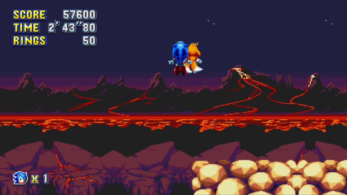 Sonic the Hedgehog exploring the Lava Reef Zone Wallpaper