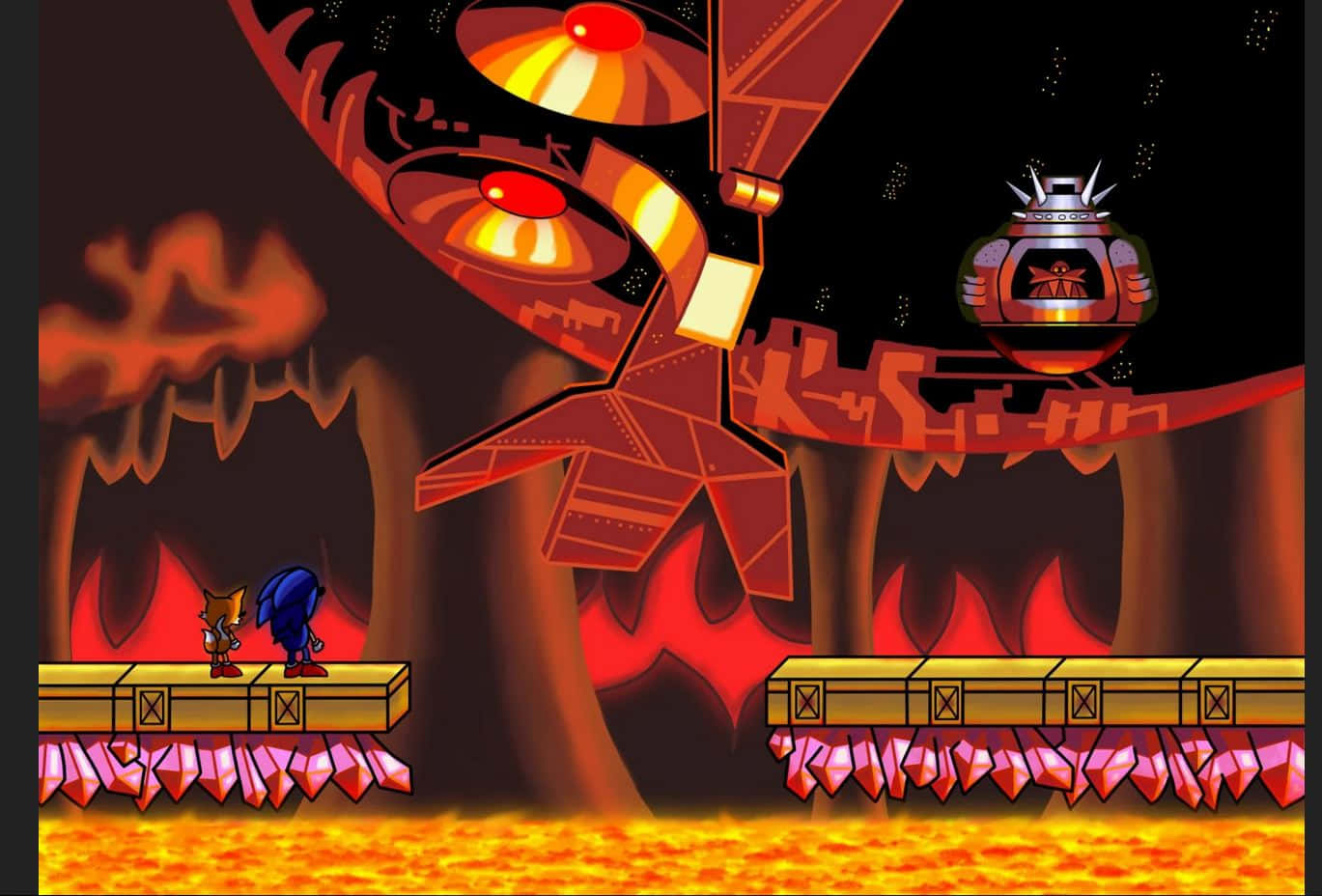 Sonic the Hedgehog in the Lava Reef Zone Wallpaper