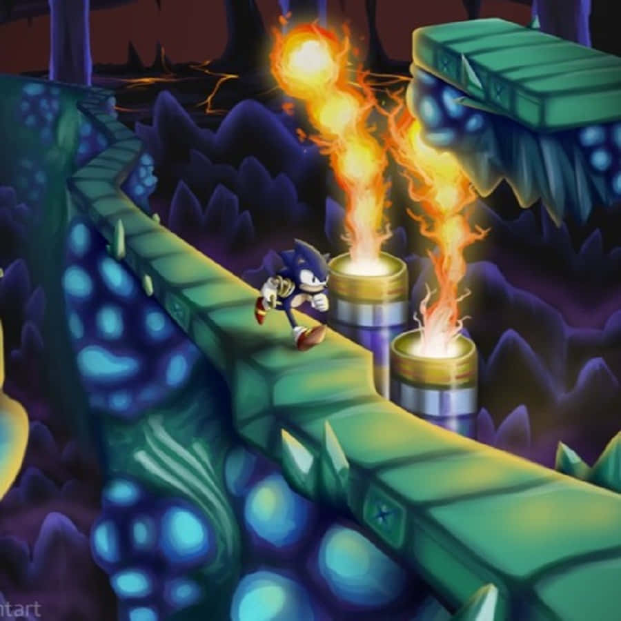 Sonic the Hedgehog in Lava Reef Zone Adventure Wallpaper