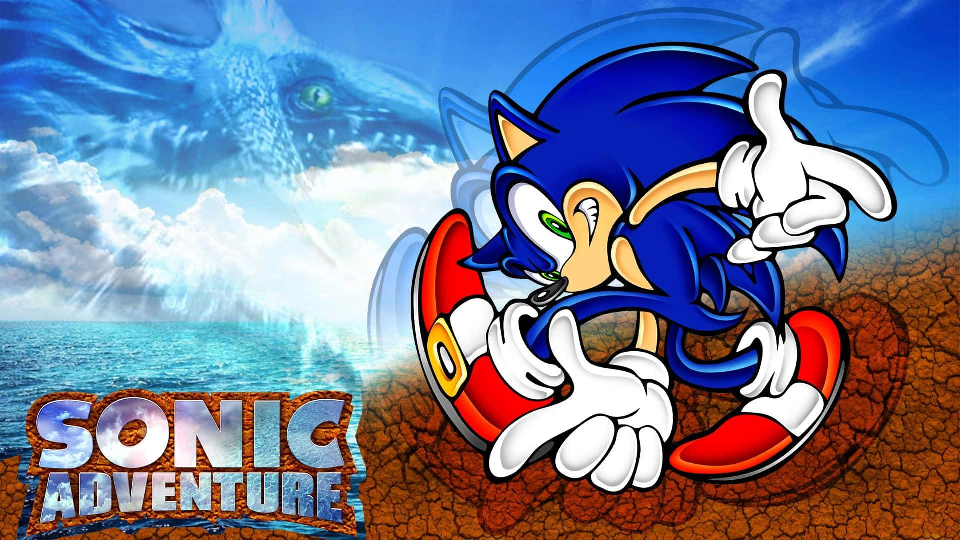 Sonic the Hedgehog Logo on Blue Background Wallpaper
