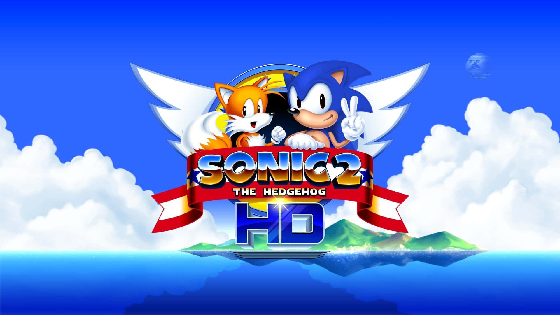 Sonic the Hedgehog speedily rushing in his iconic pose against a dynamic blue background Wallpaper