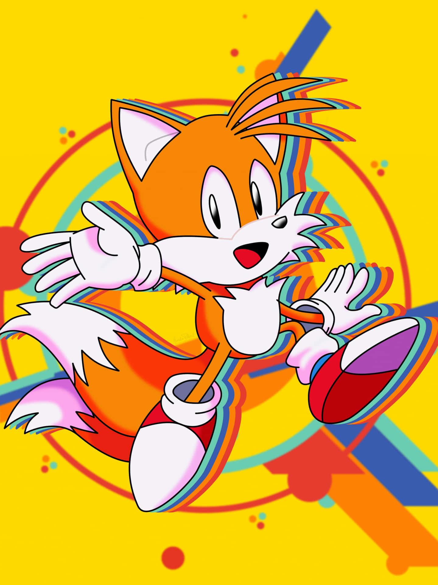 Sonic The Hedgehog On A Colorful Background Wallpaper
