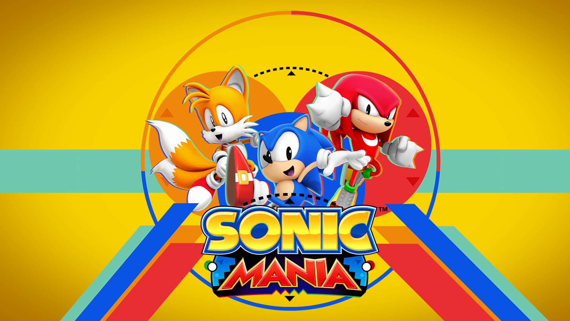 Sonic Mania Logo With Two Characters Wallpaper