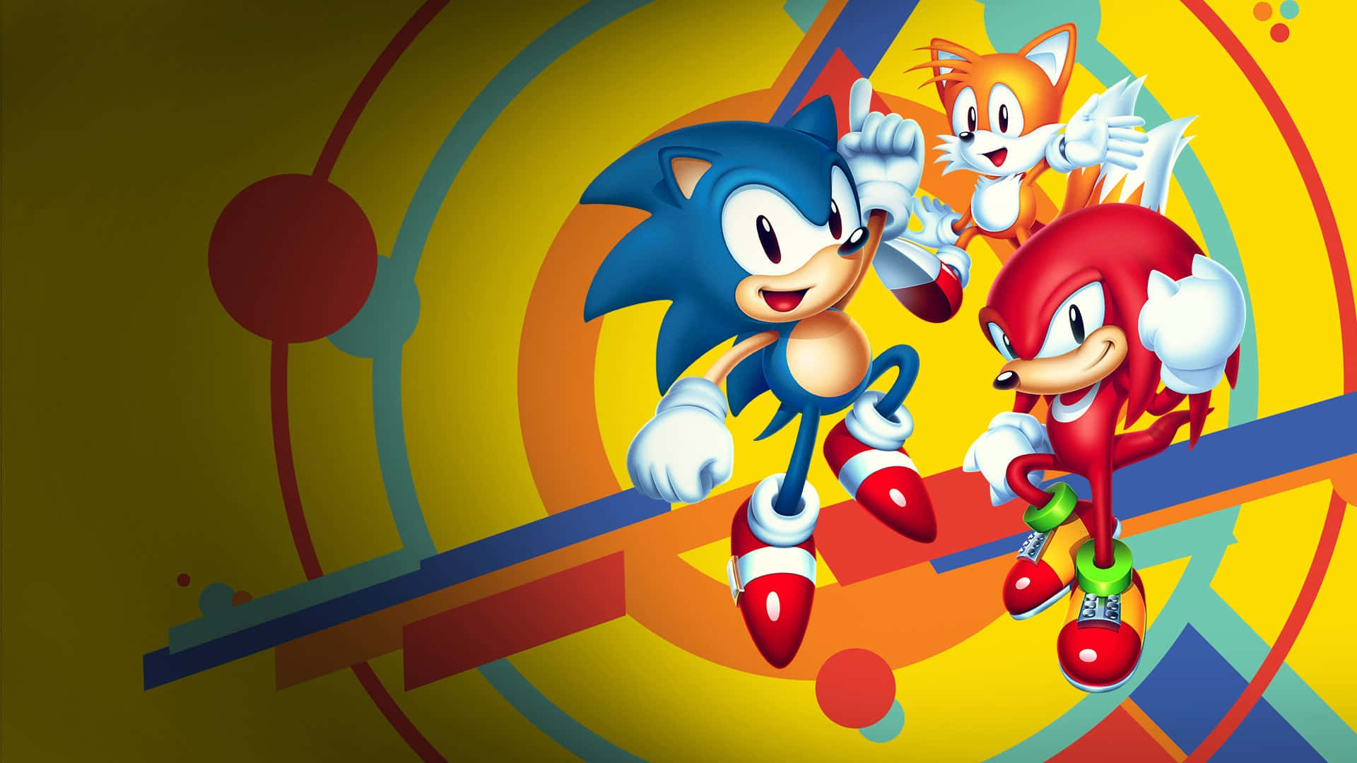 Sonic The Hedgehog And His Friends Are Standing On A Colorful Background Wallpaper