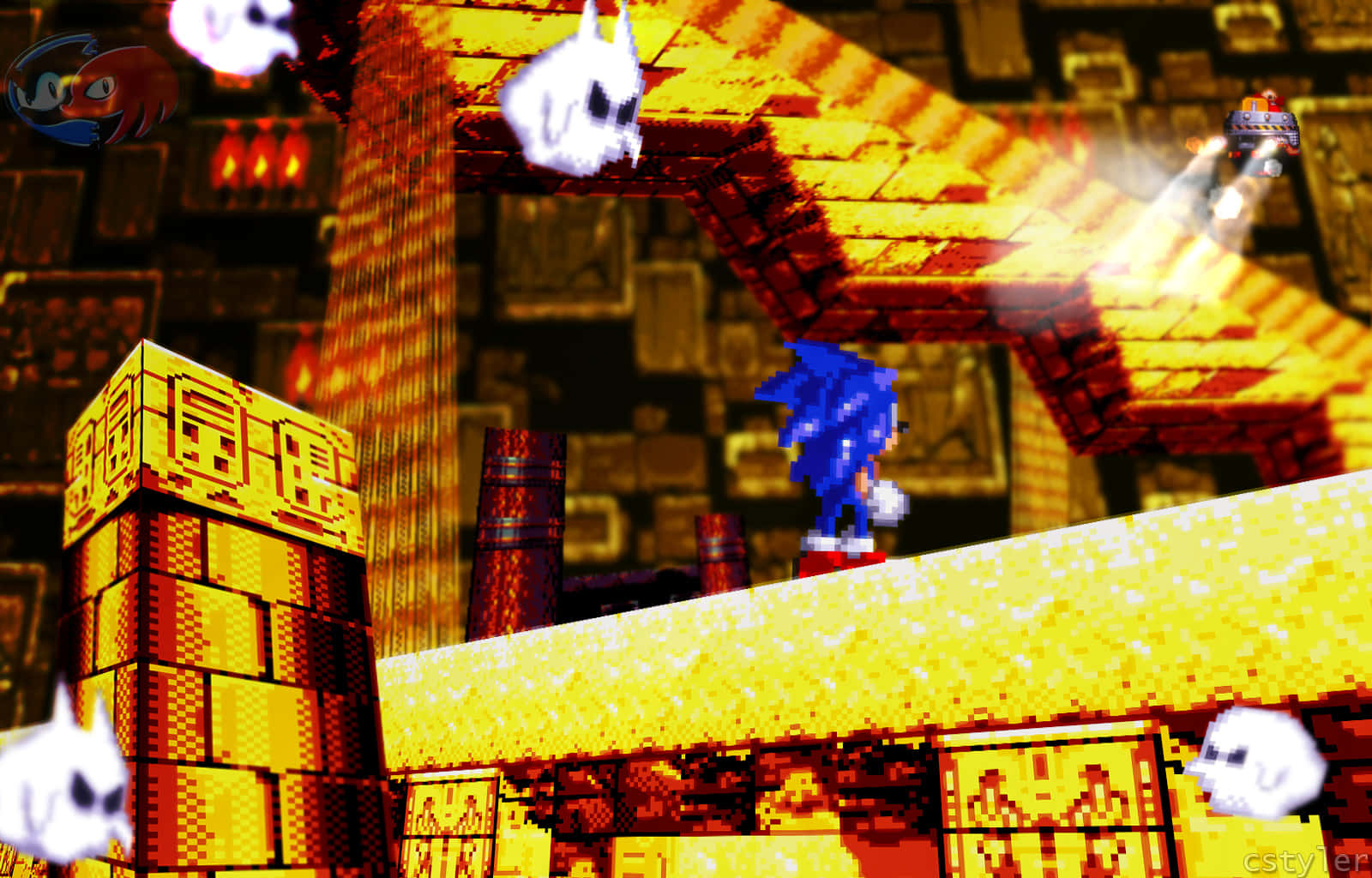 Sonic the Hedgehog exploring the iconic Marble Zone Wallpaper