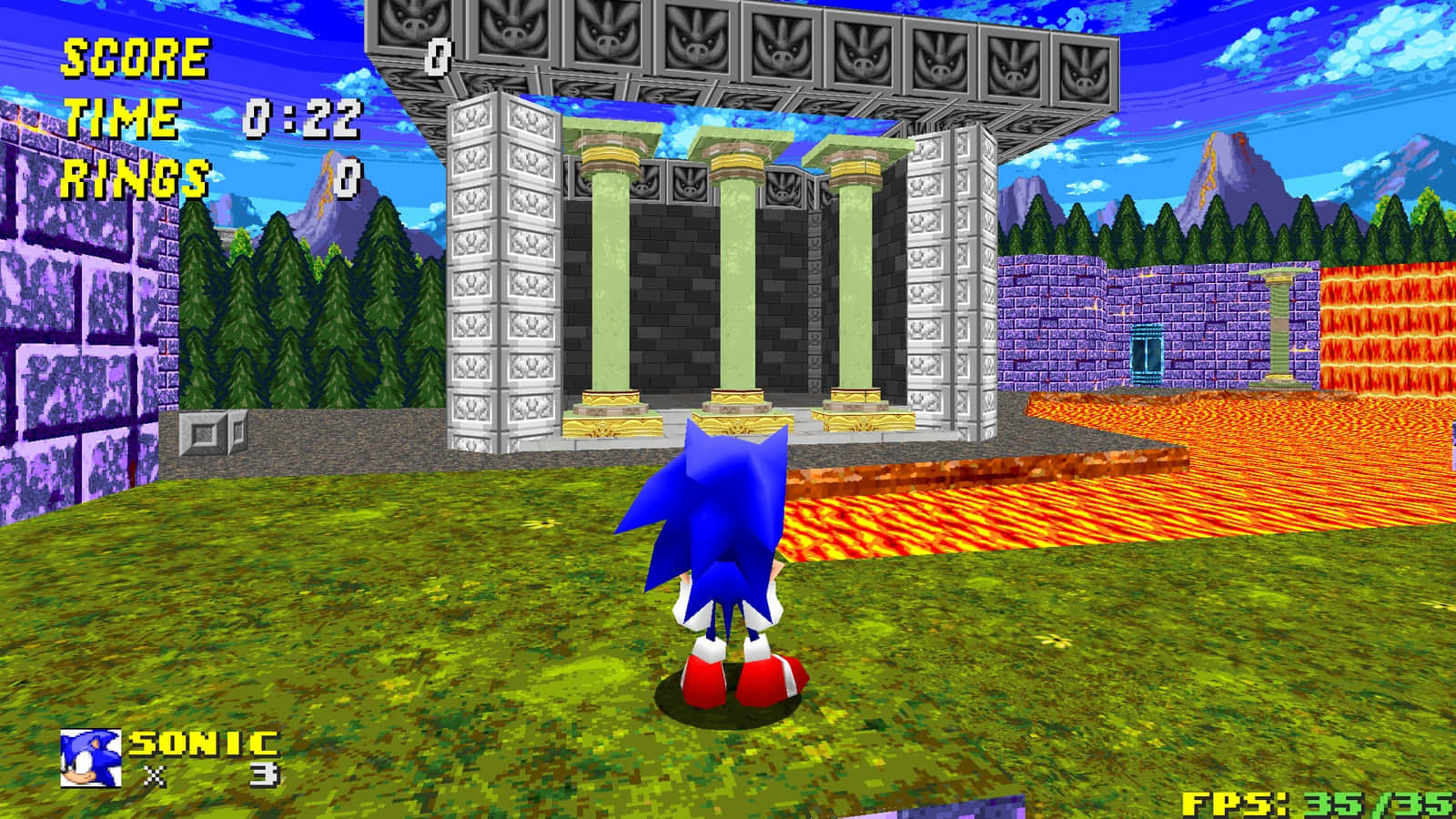 Sonic the Hedgehog exploring Marble Zone Wallpaper