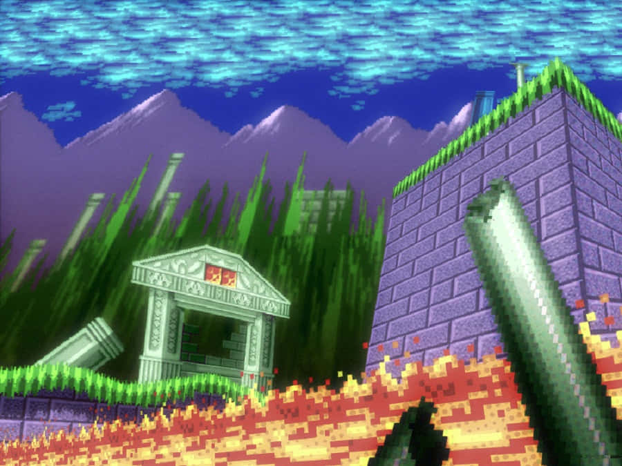 Sonic the Hedgehog explores the vibrant Marble Zone Wallpaper