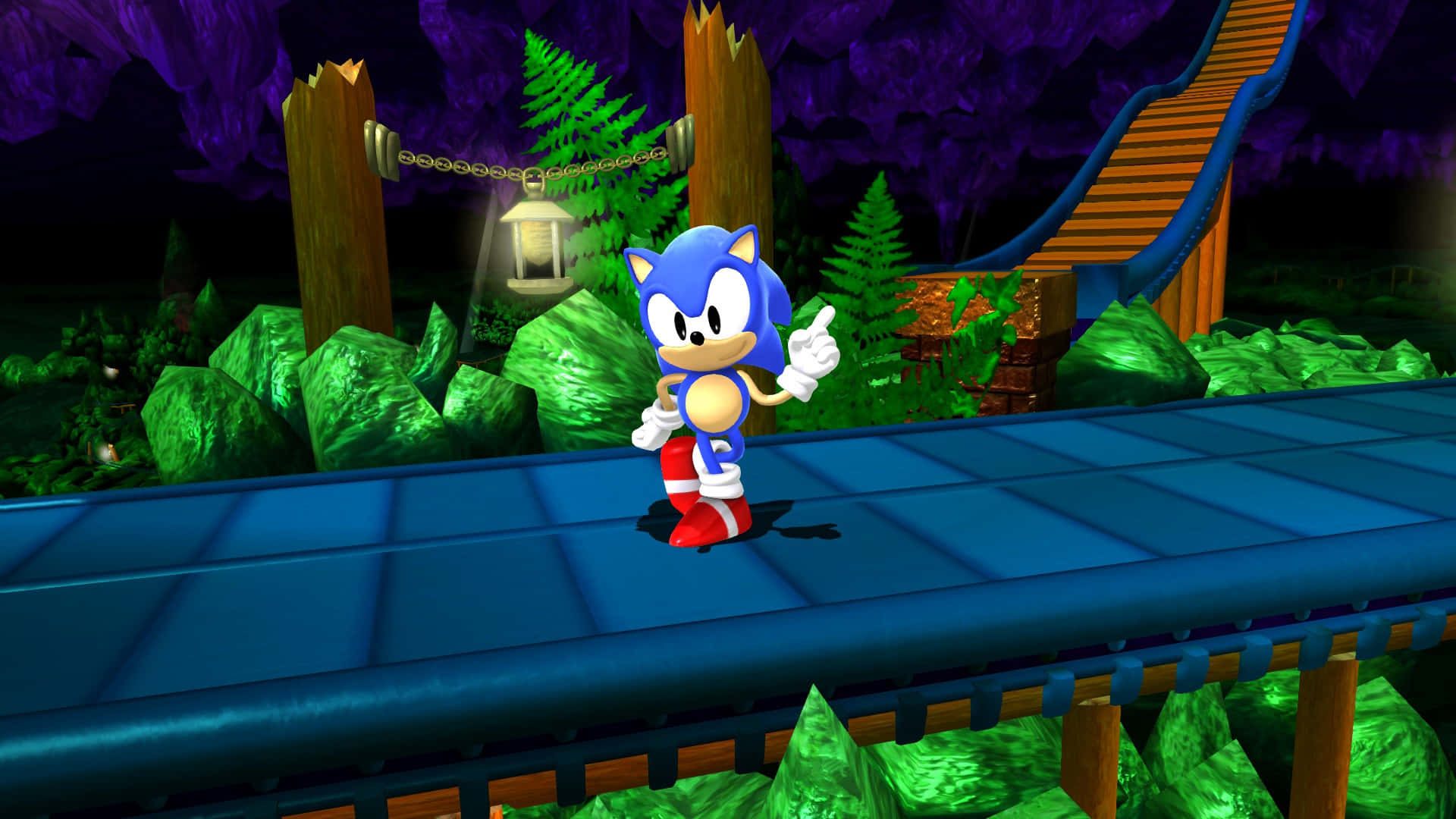 Sonic in the Enchanting Mystic Cave Zone Wallpaper