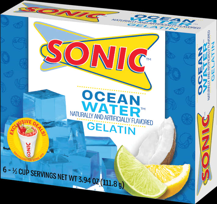 Sonic Ocean Water Gelatin Product Box PNG