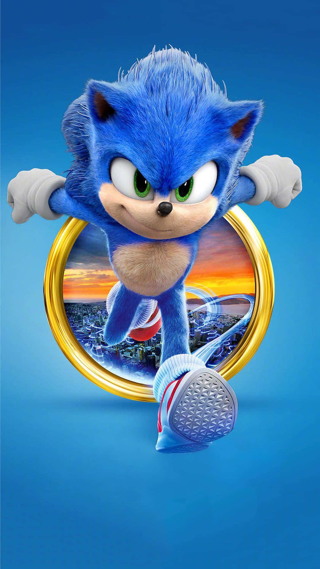 Sonic the Hedgehog running fast on the green grass