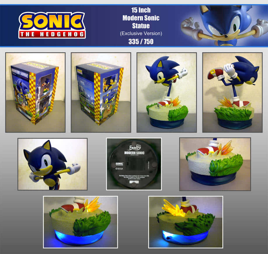 Sonic the Hedgehog, et ikonisk videospilkarakter, pynte dette blå tapet.