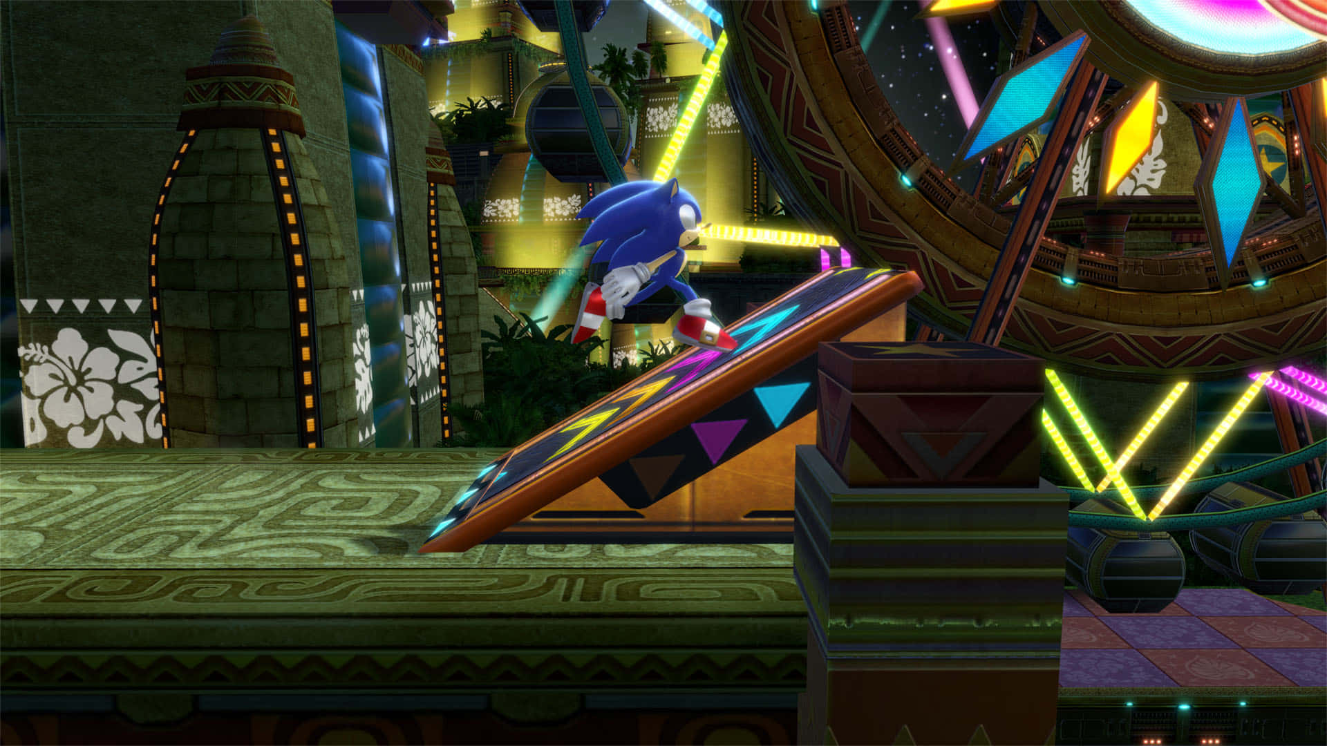 Sonic the Hedgehog exploring the vibrant Planet Wisp Wallpaper