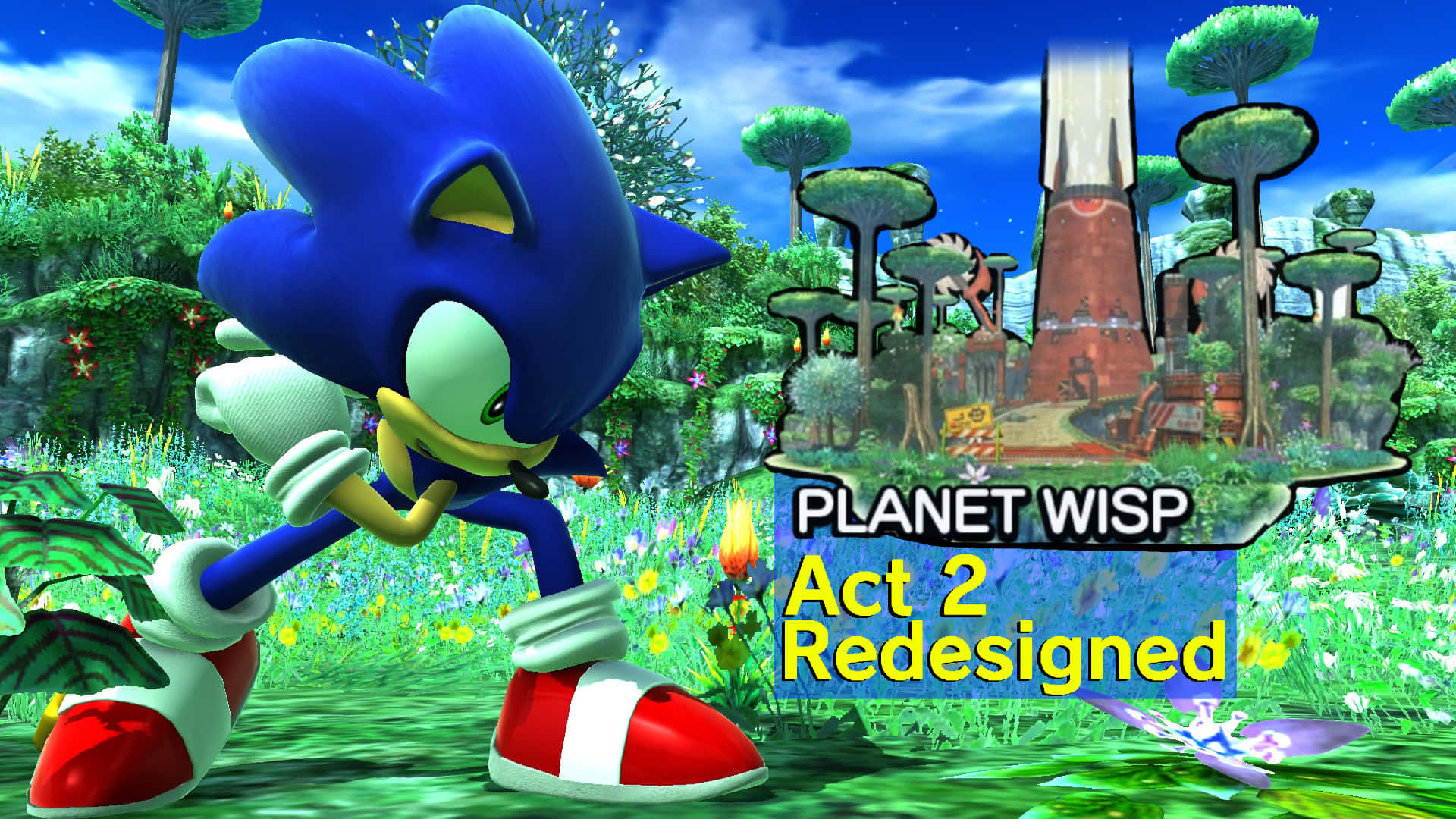 Sonic the Hedgehog exploring the vibrant Planet Wisp Wallpaper