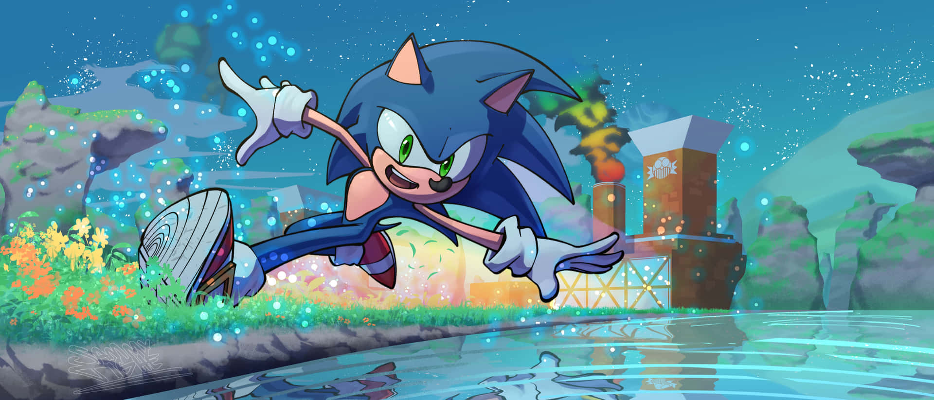 Sonic exploring the mesmerizing Planet Wisp Wallpaper