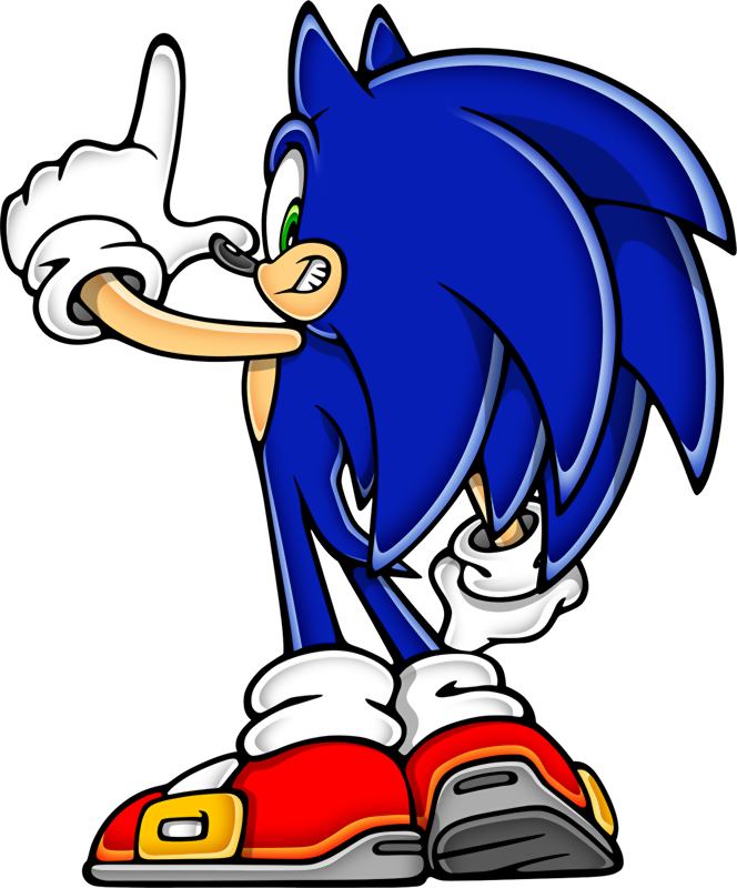 Sonic Pointing Adventure Pose PNG