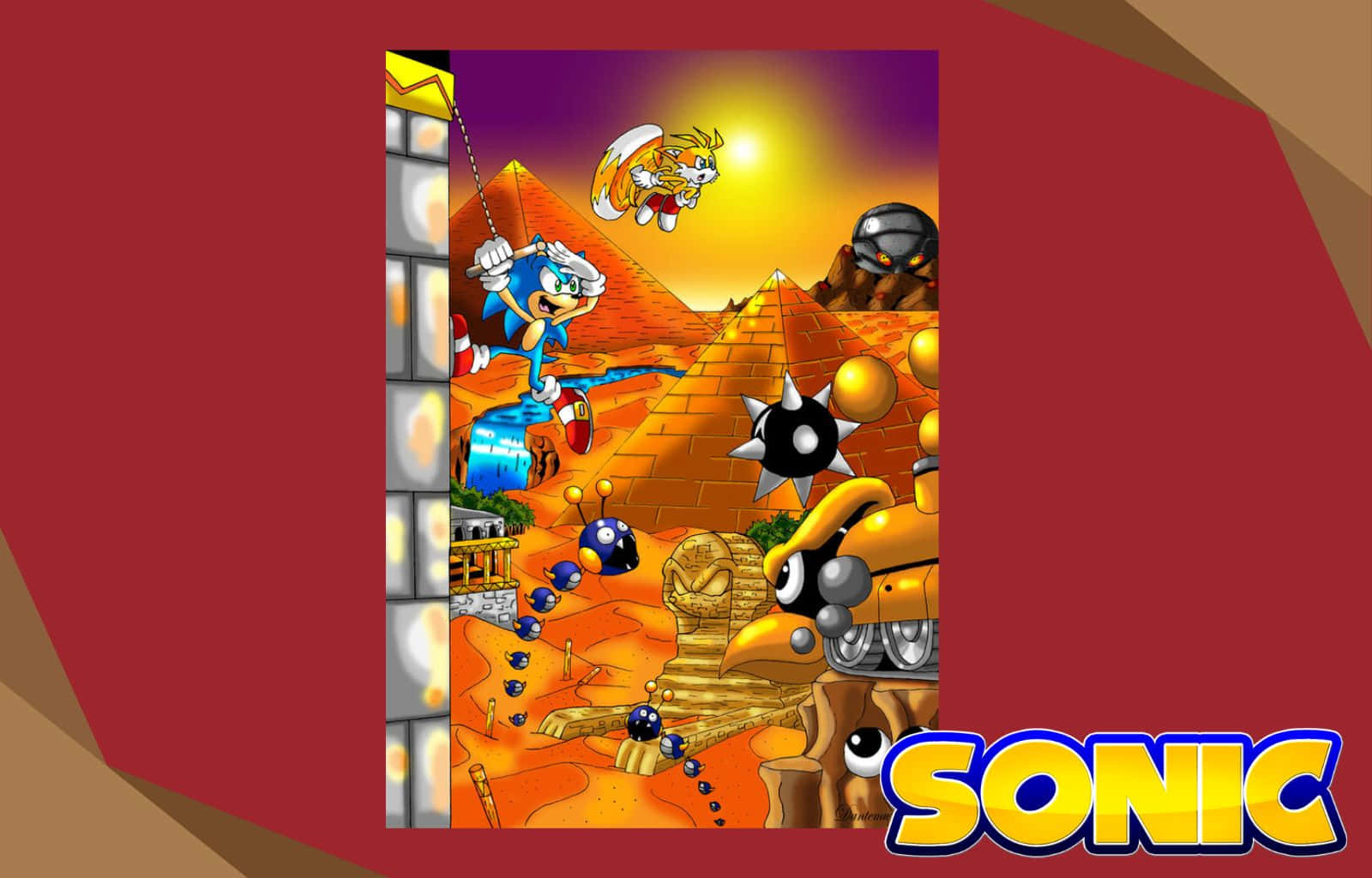 Sonic the Hedgehog traversing through Sandopolis Zone Wallpaper