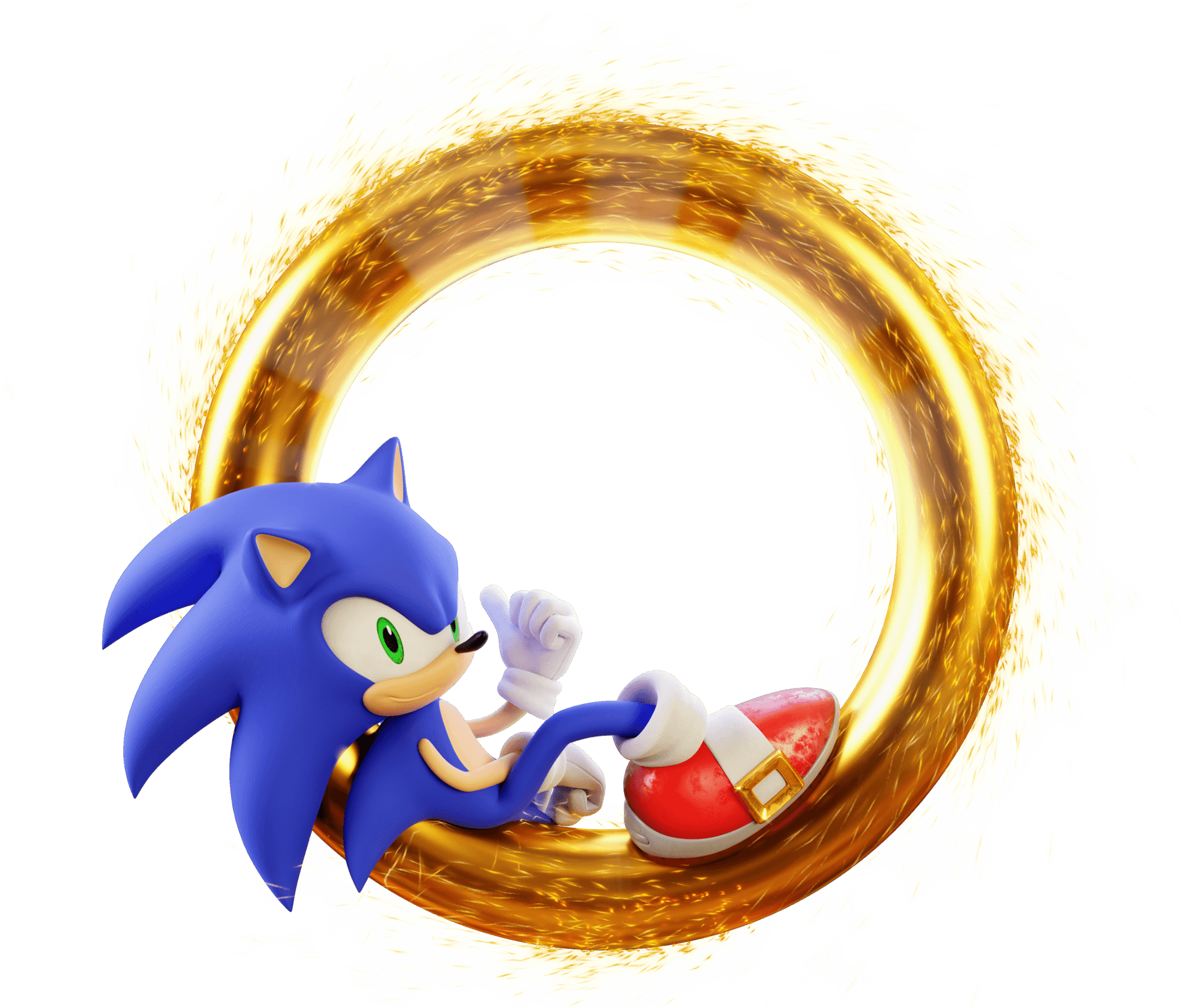 Sonic Speeding Through Golden Ring PNG
