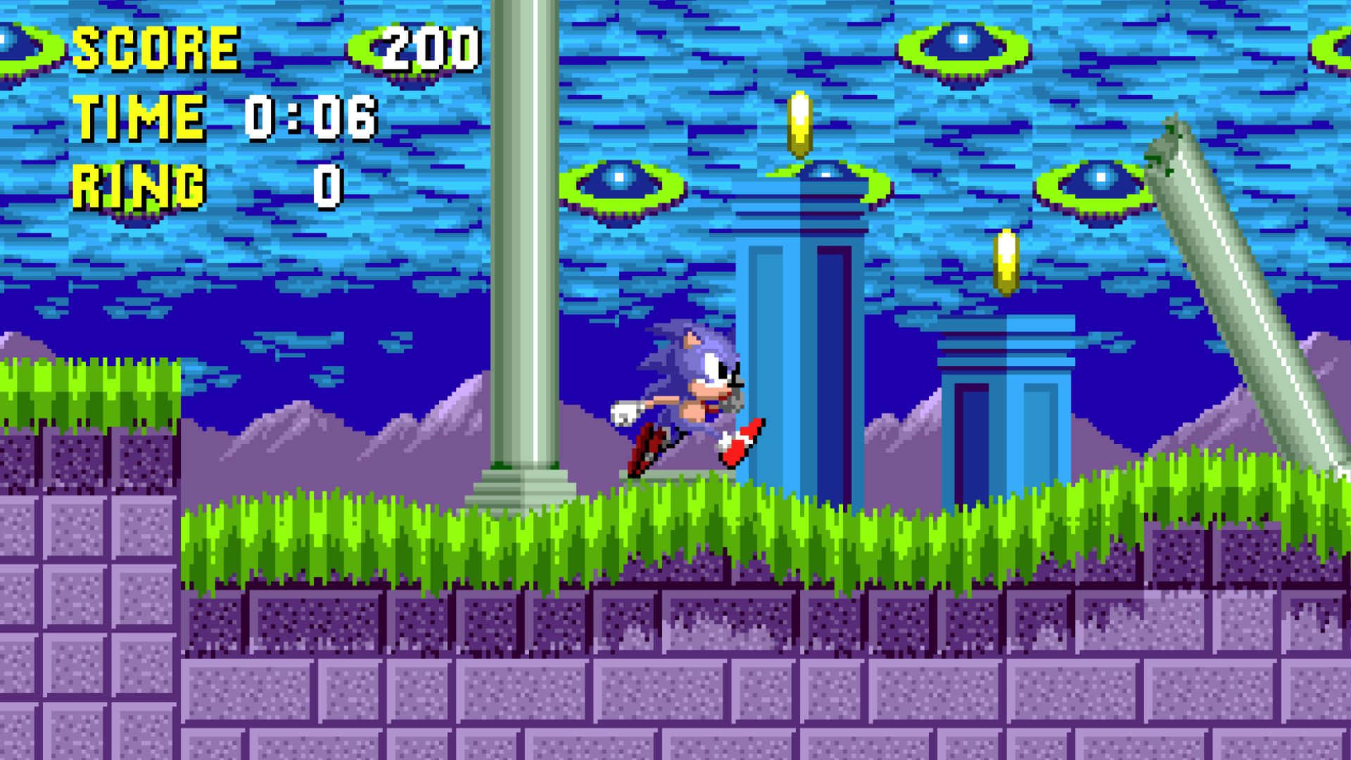 Caption: Sonic the Hedgehog exploring the vibrant Spring Yard Zone Wallpaper