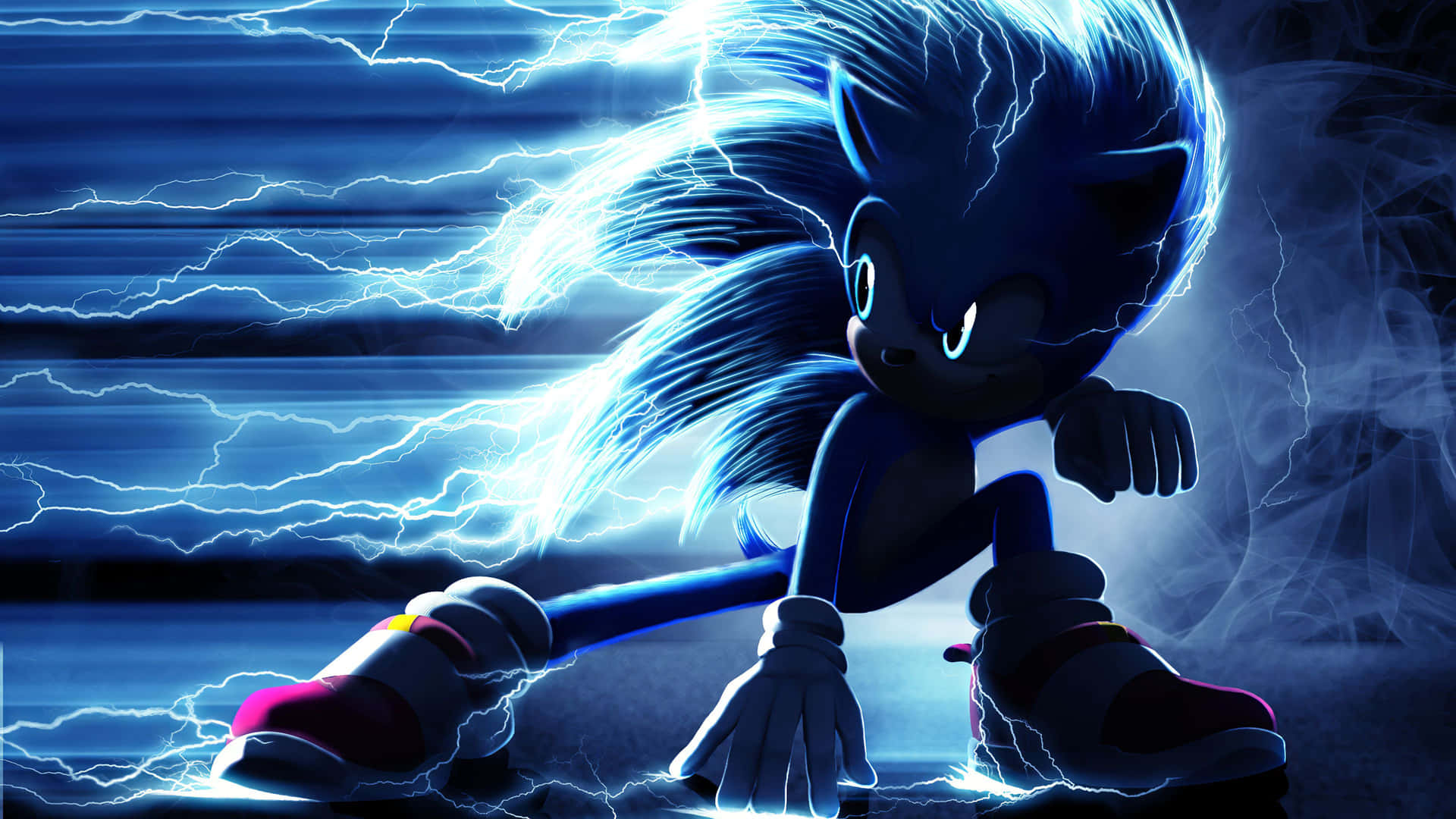 Tag kontrol over Sonic The Hedgehog og hans superkræfter i 4K opløsning Wallpaper