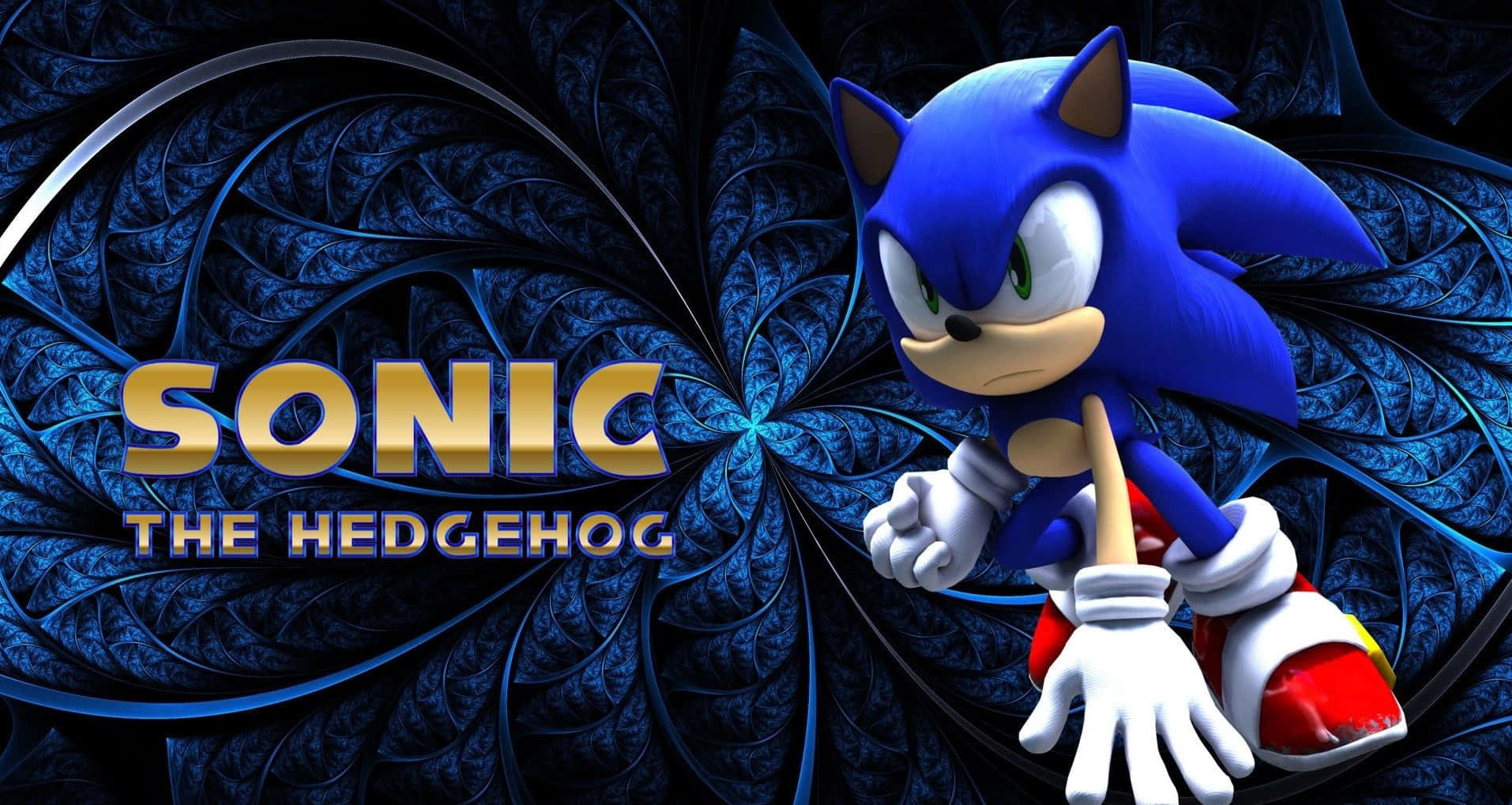 En HD illustrasjon af Sonic The Hedgehog klar til løb. Wallpaper