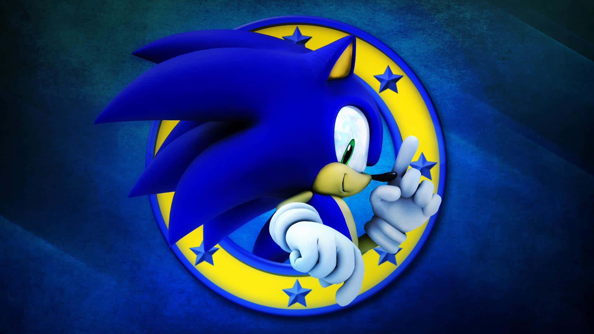 Sonicthe Hedgehog Logo Auf Blauem Hintergrund. Wallpaper