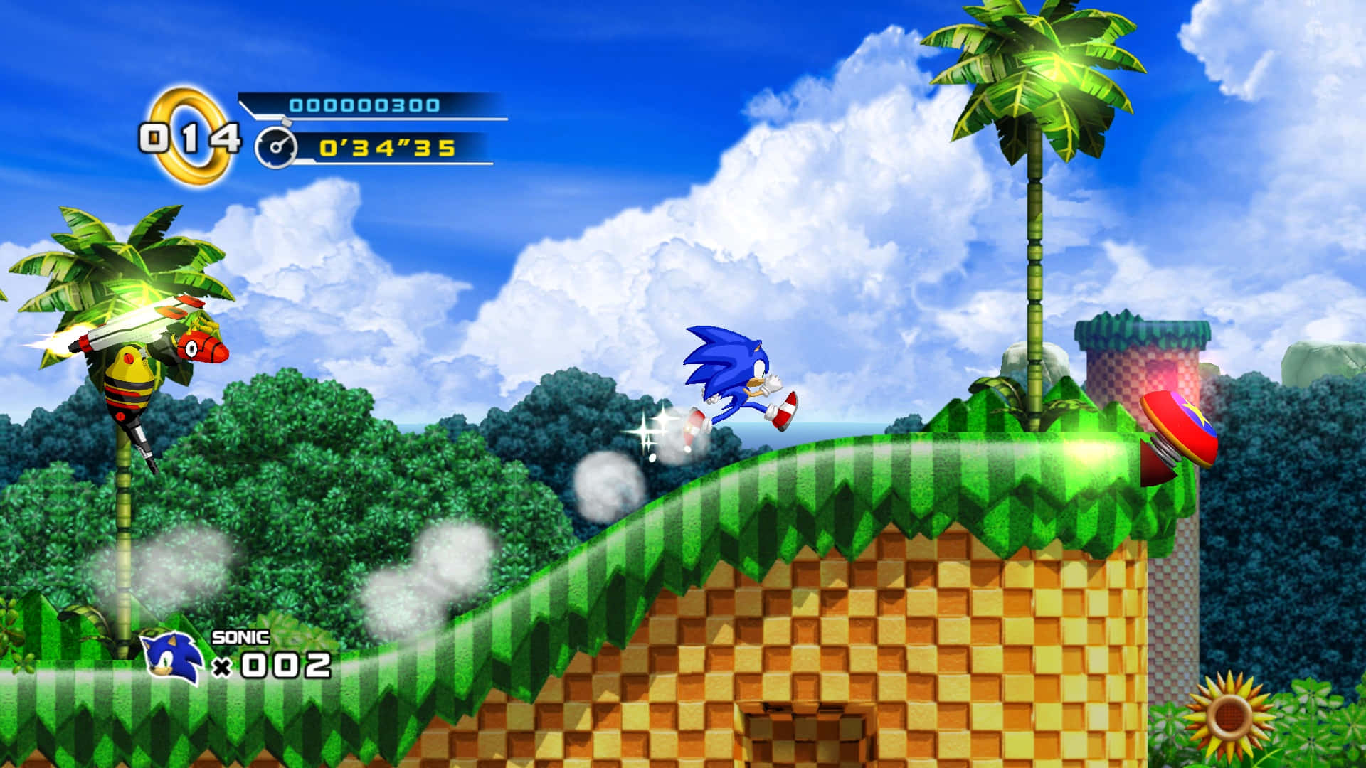 Sonic The Hedgehog travels through Greenhill Zone