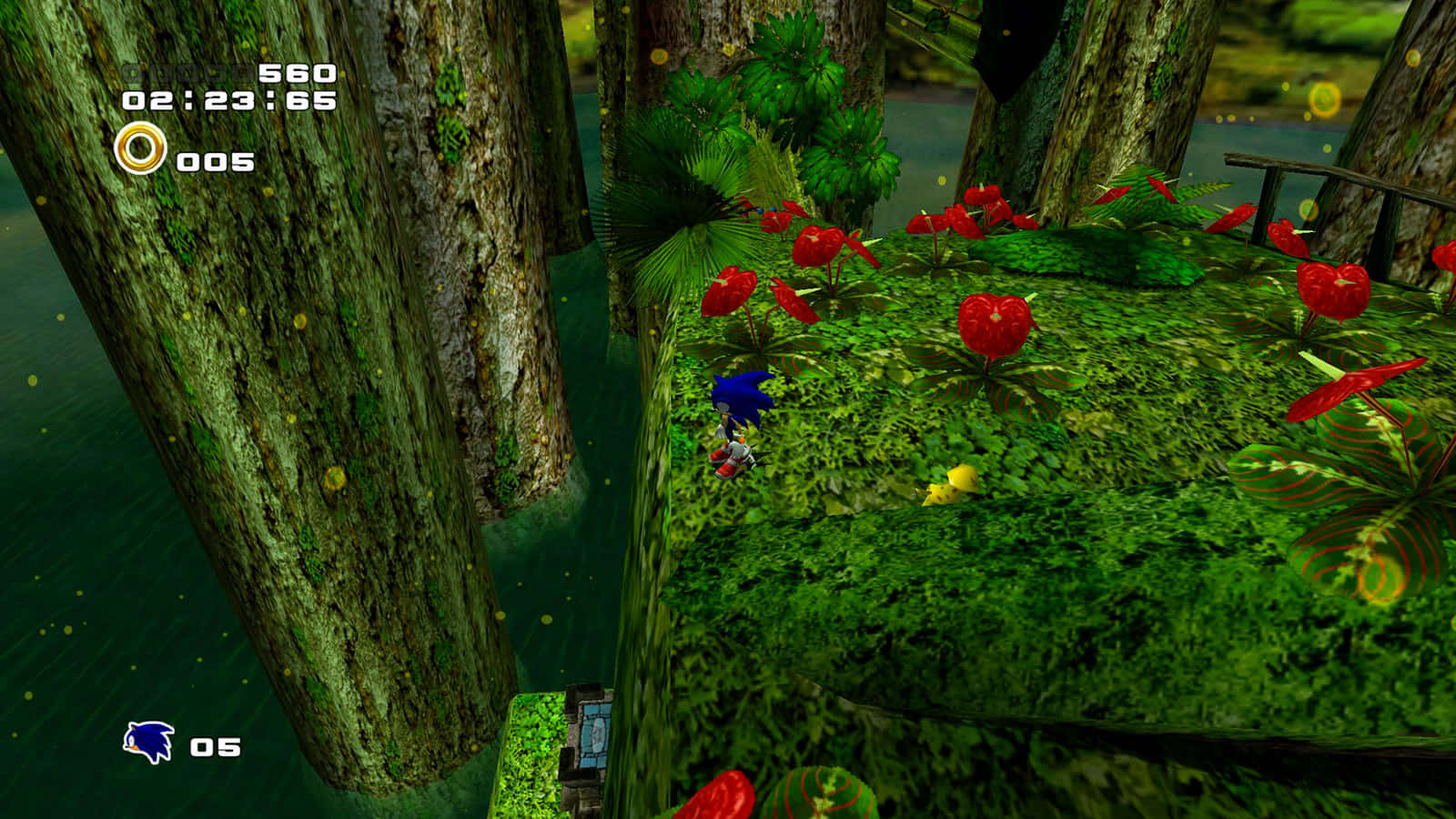 Sonic The Hedgehog In A Lush Green Forest Wallpaper