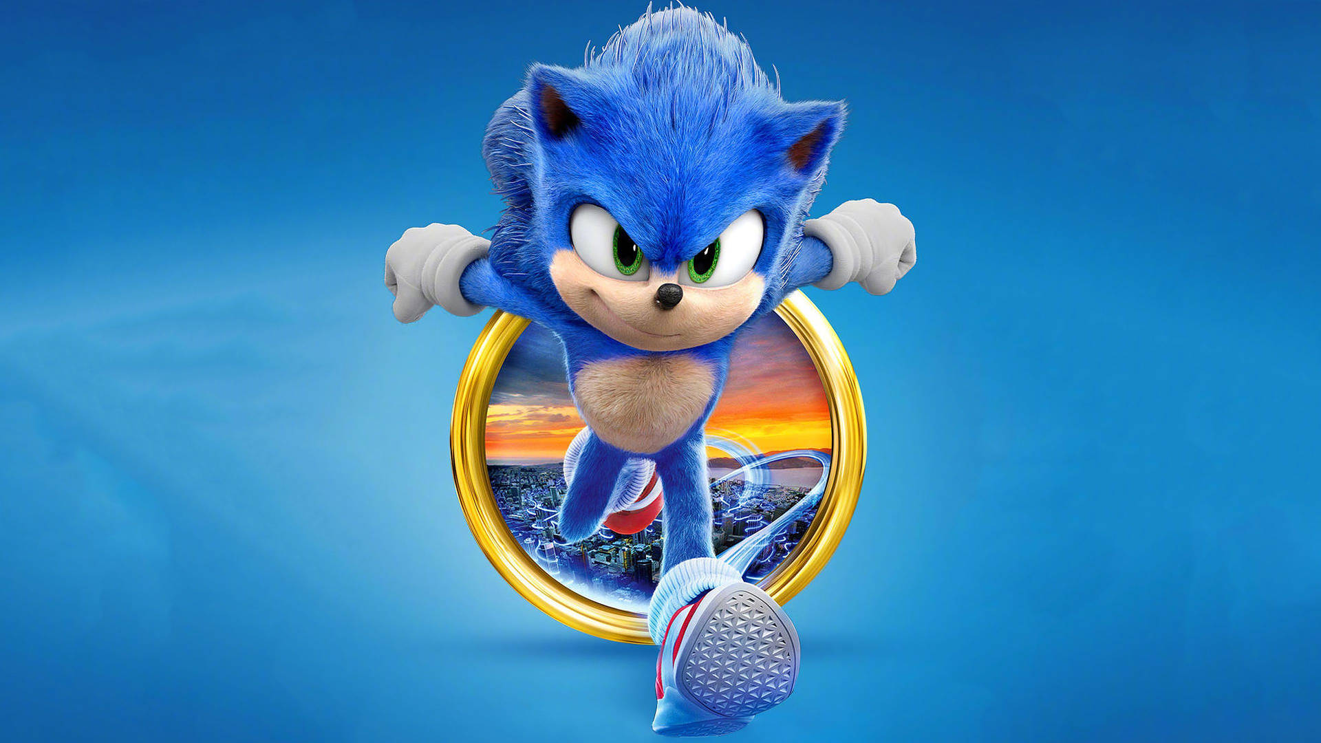 Sonic The Hedgehog Passing Through A Golden Ring Wallpaper