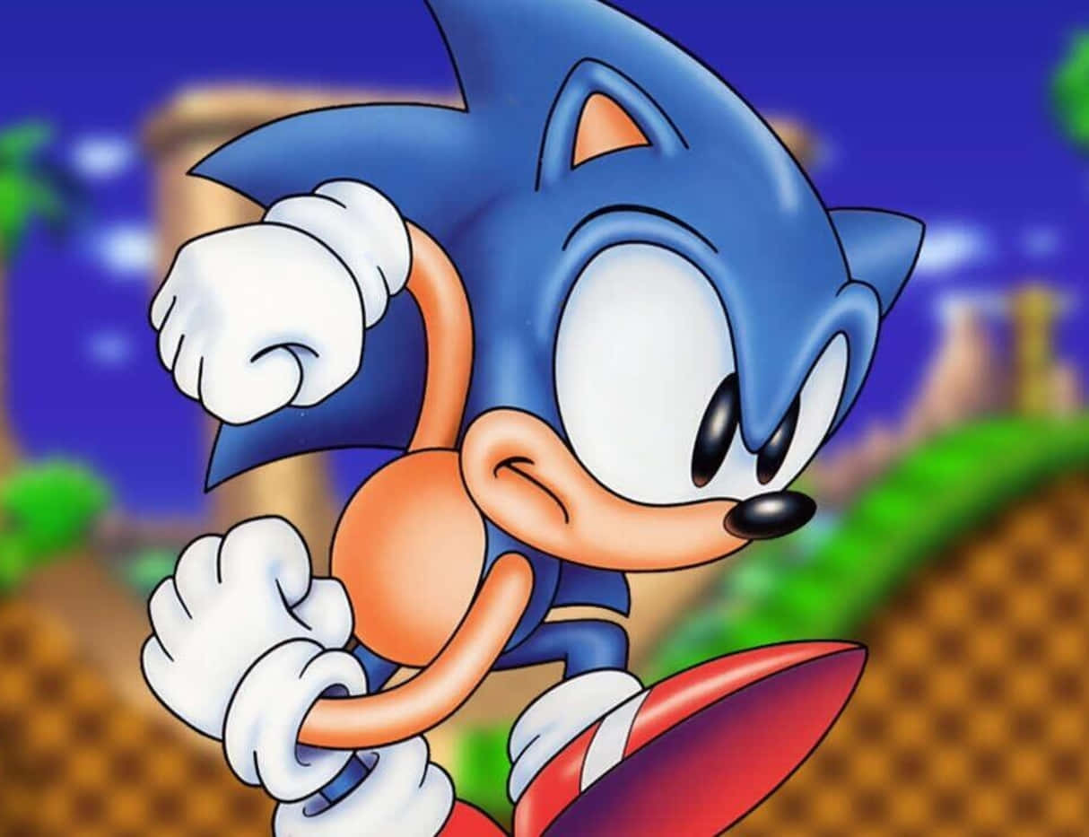 Sonic,o Ouriço Clássico, Corre Para Coletar Anéis.