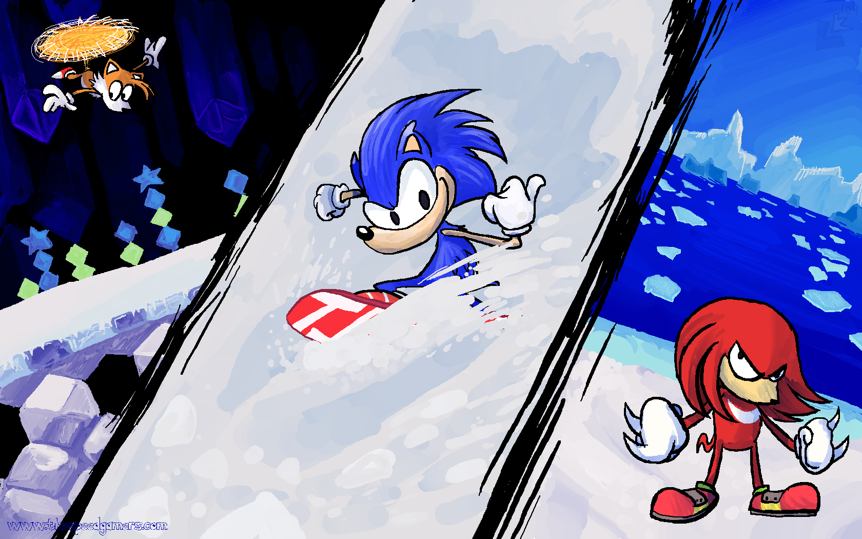 Sonic The Hedgehog Racing Through A Frosty Ice Cap Zone Wallpaper