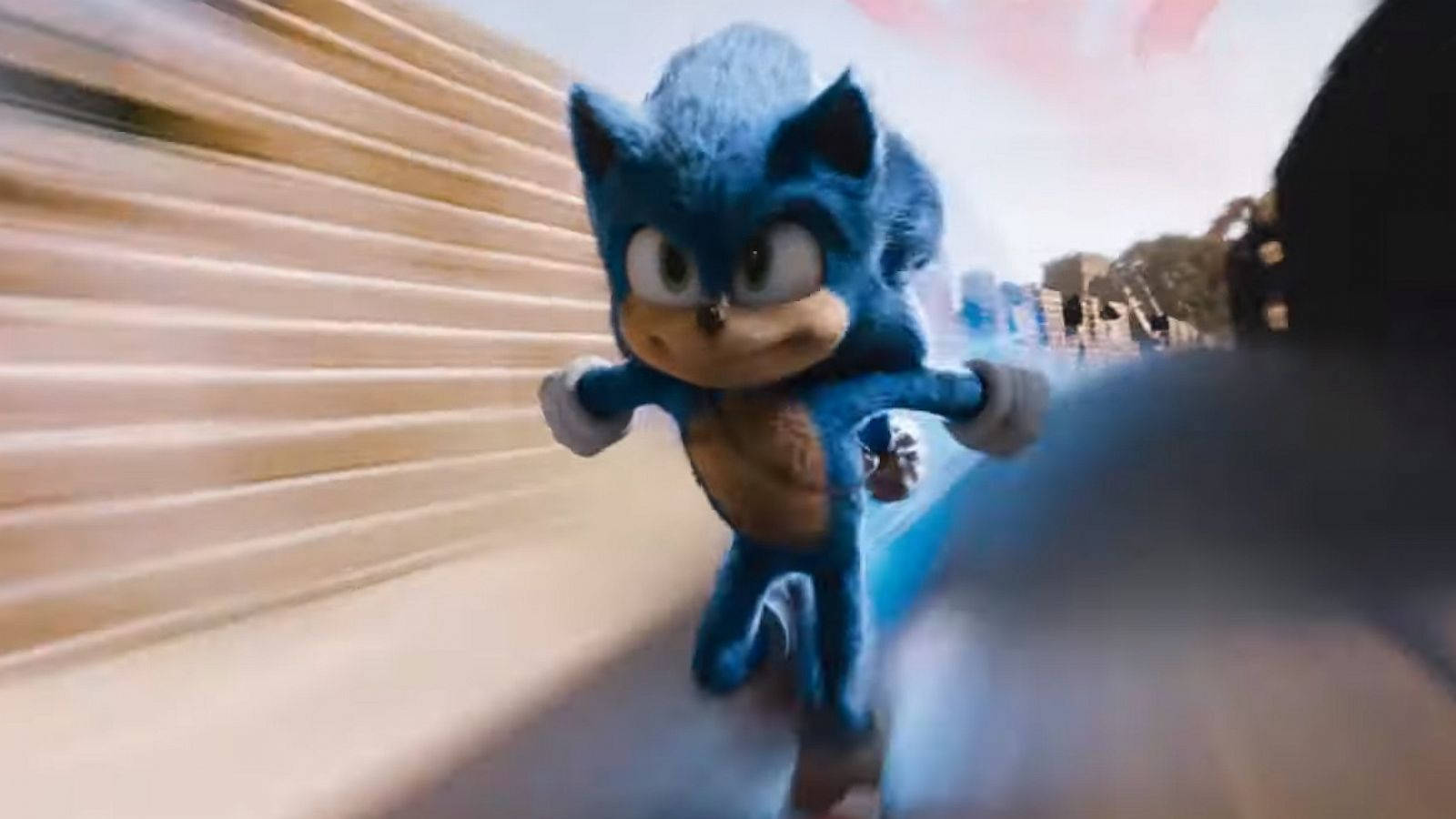 Sonic The Hedgehog Running Through A Street Wallpaper
