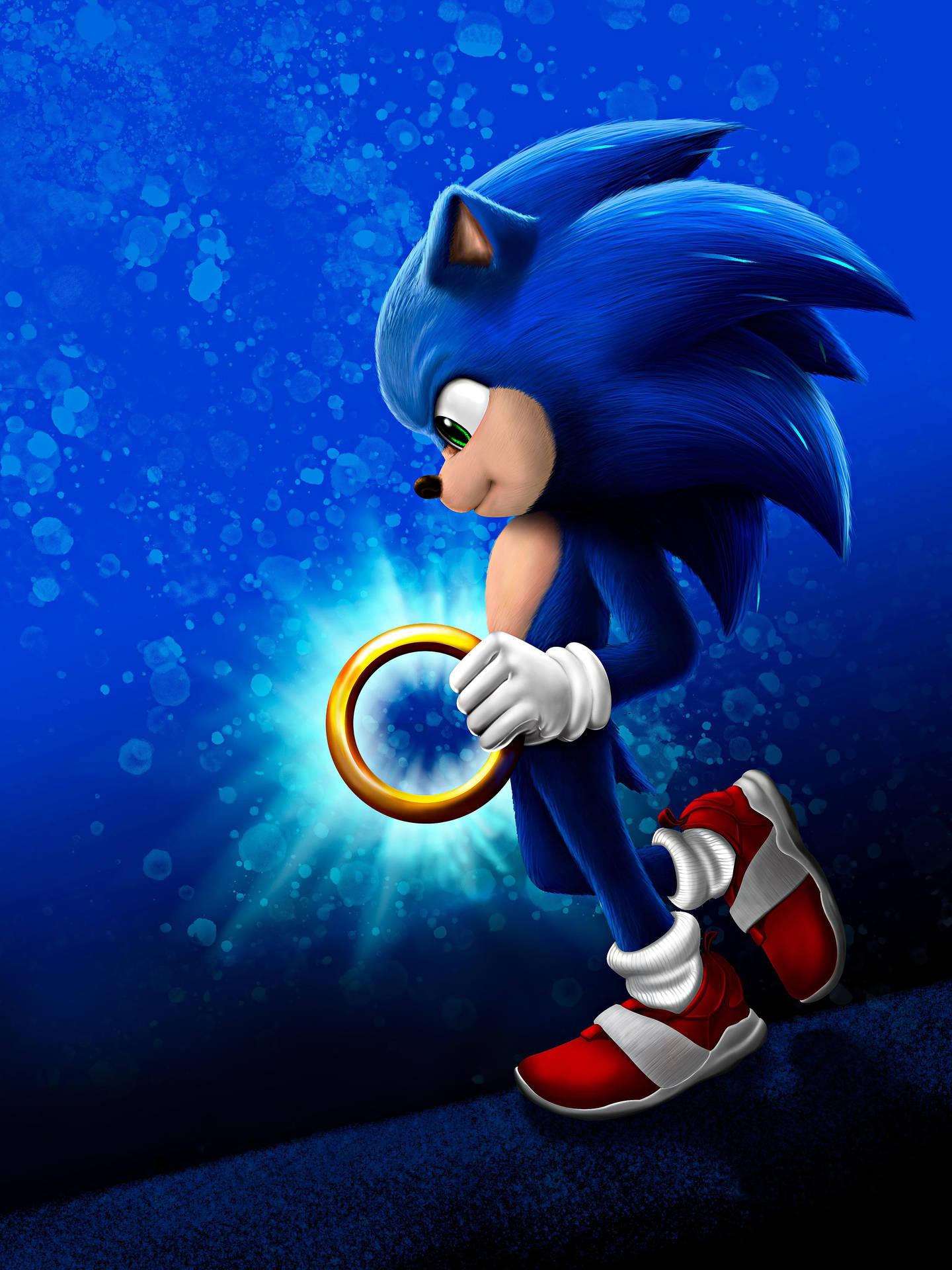 Sonic The Hedgehog With A Glowing Ring Wallpaper