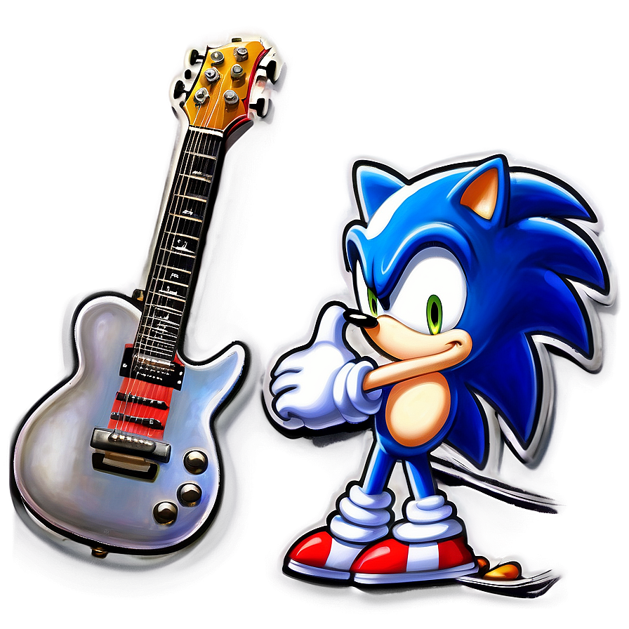 Download Sonic The Hedgehog With Guitar Png Oun | Wallpapers.com