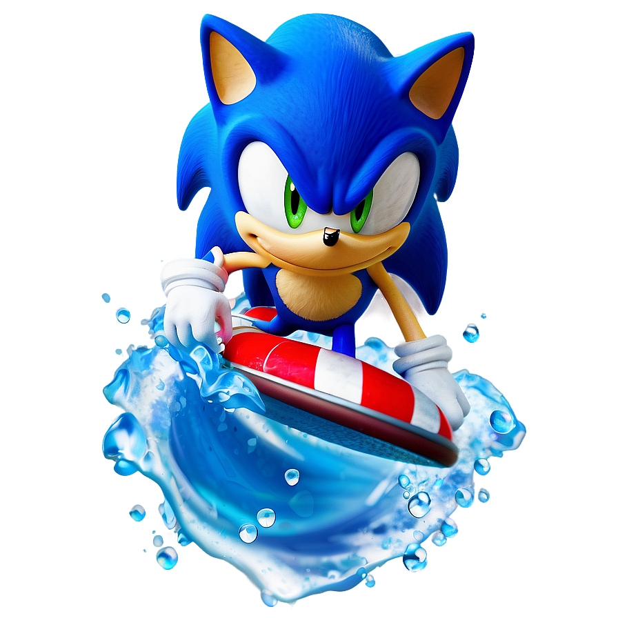 Sonic Water Surfing Png 8 PNG