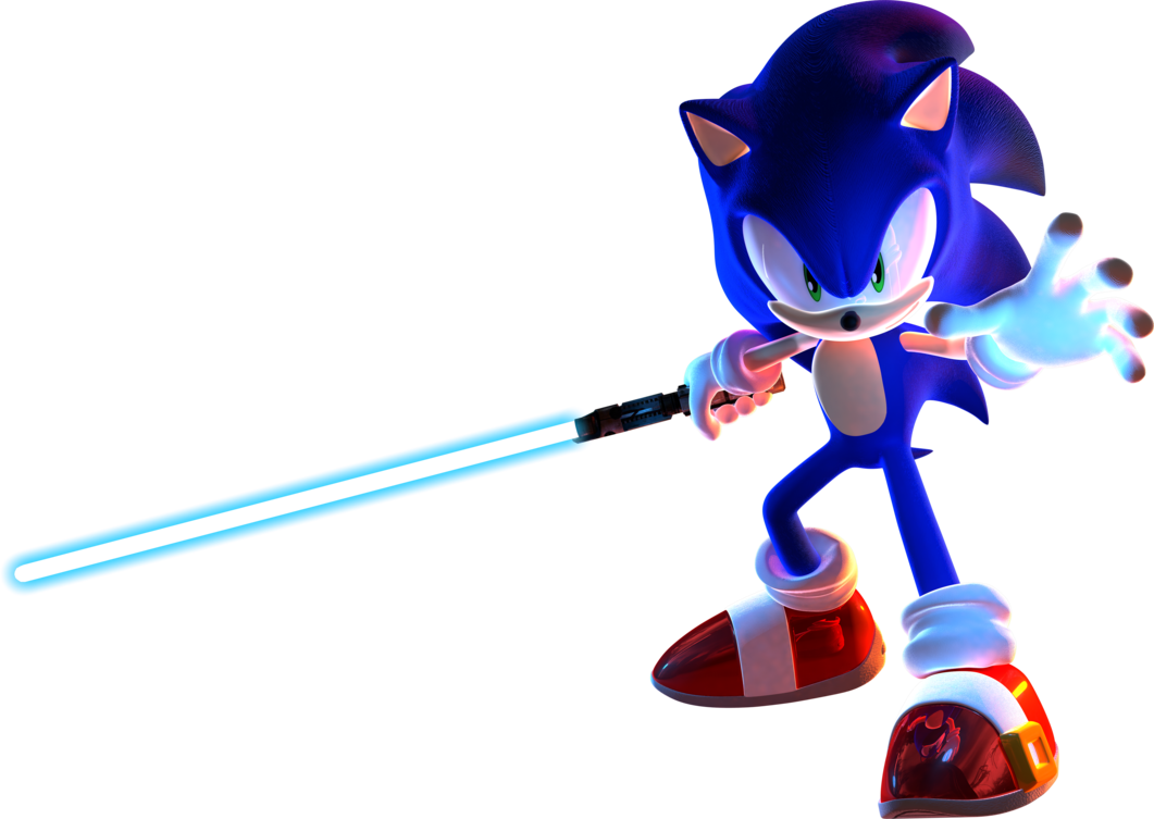 Sonic Wielding Blue Lightsaber PNG