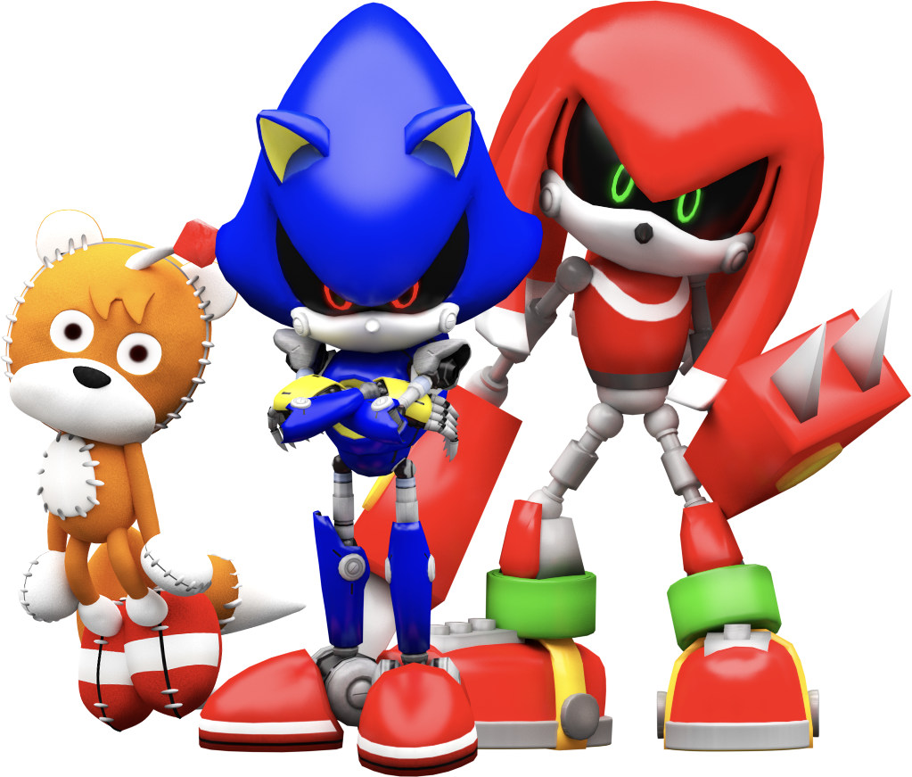 Sonic_ Tails_ Metal Sonic_ Knuckles_ Group_ Pose PNG