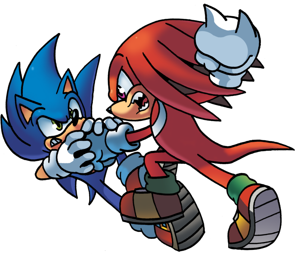 Sonic_and_ Knuckles_ Friendly_ Tussle PNG